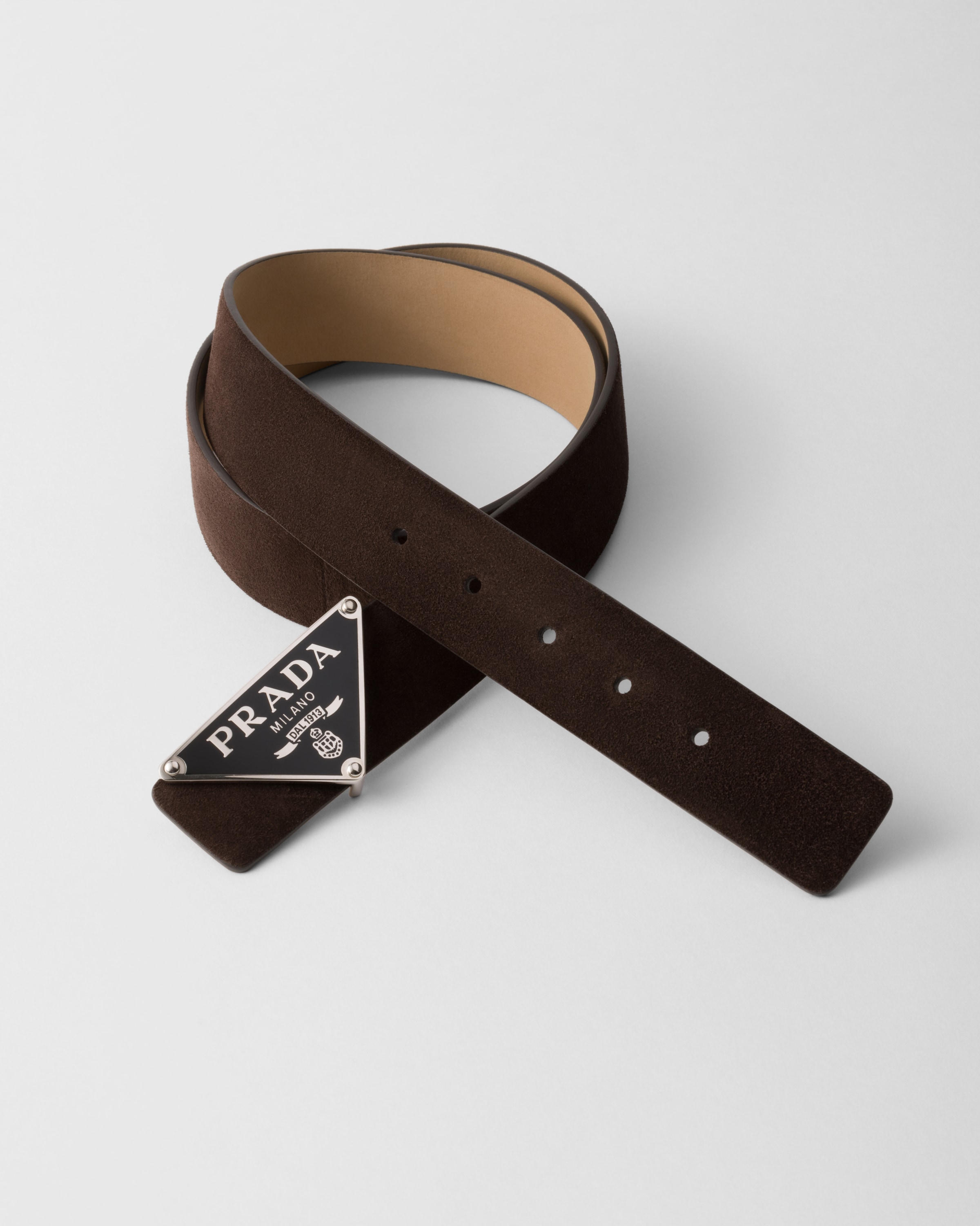 Prada Suede Belt Strap In Dark Brown