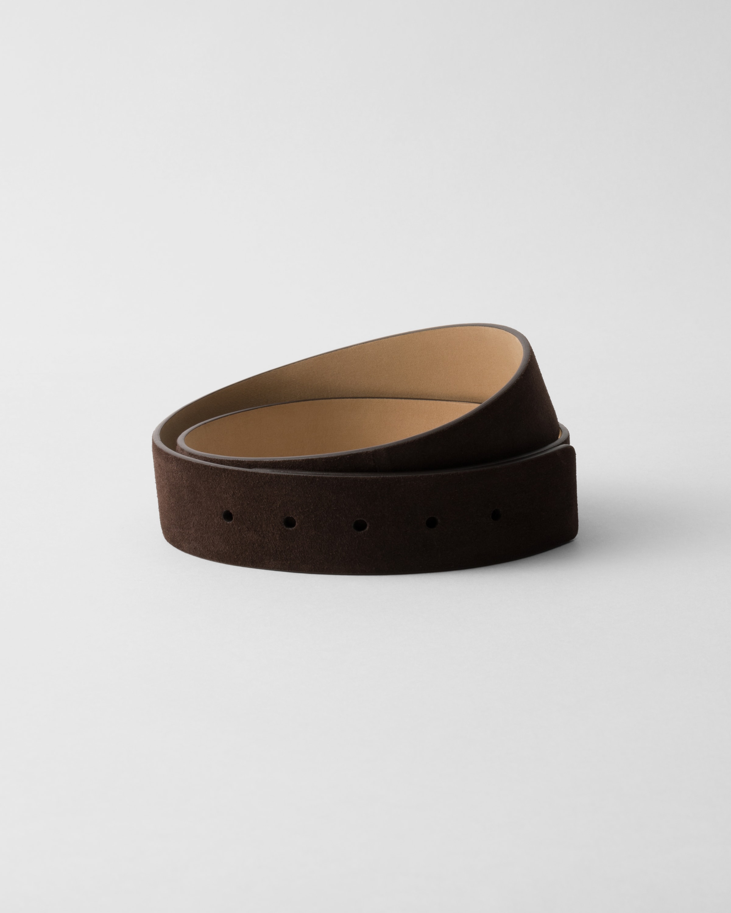 Prada Suede Belt Strap In Dark Brown