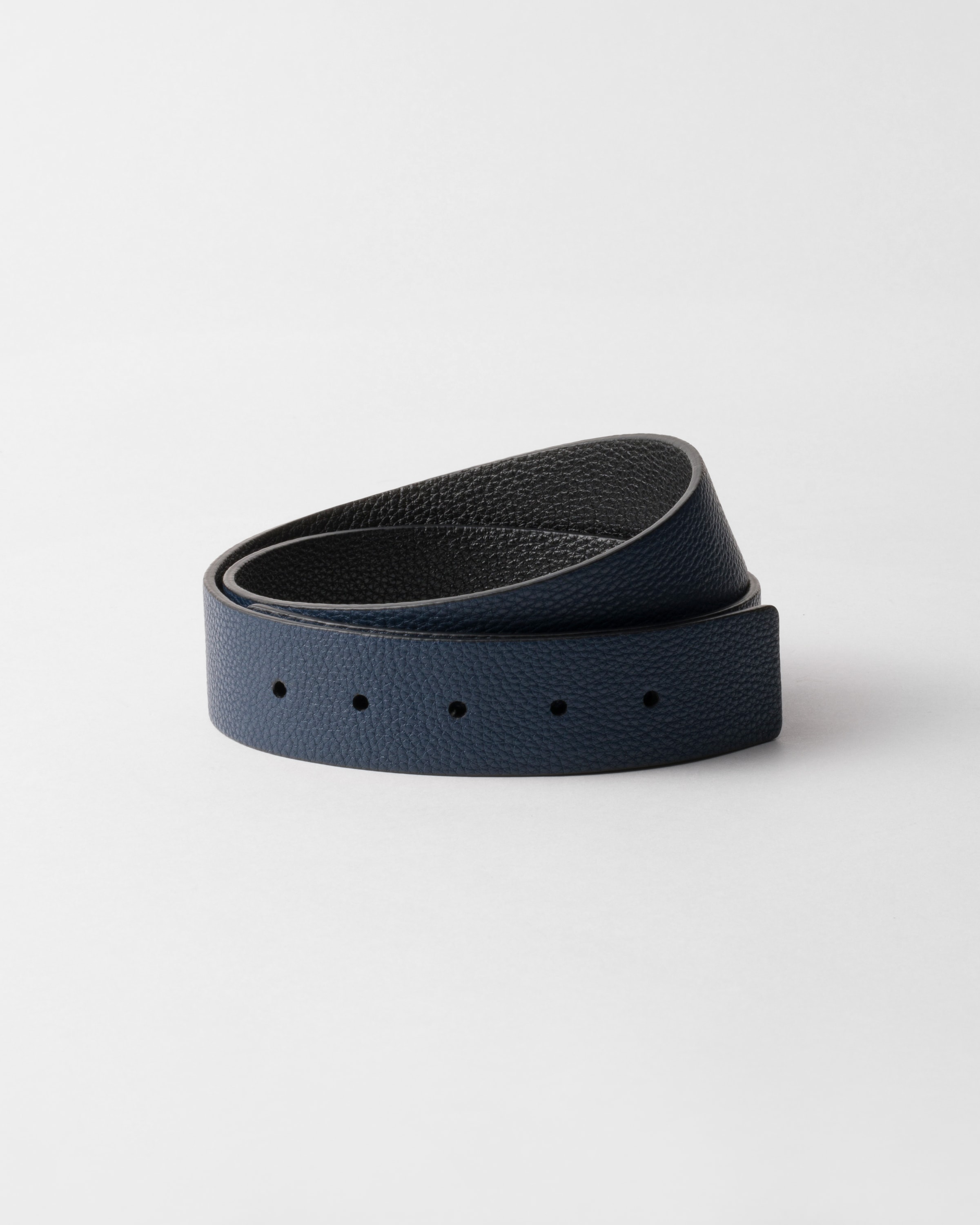 Prada Saffiano Leather Belt Strap In Ostseeblau/schwarz