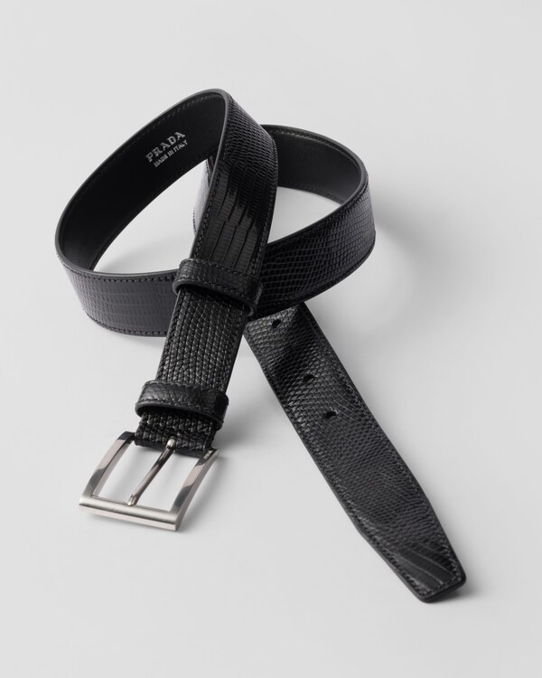 Lizard leather belt - Black Lizard leather belt - Black
