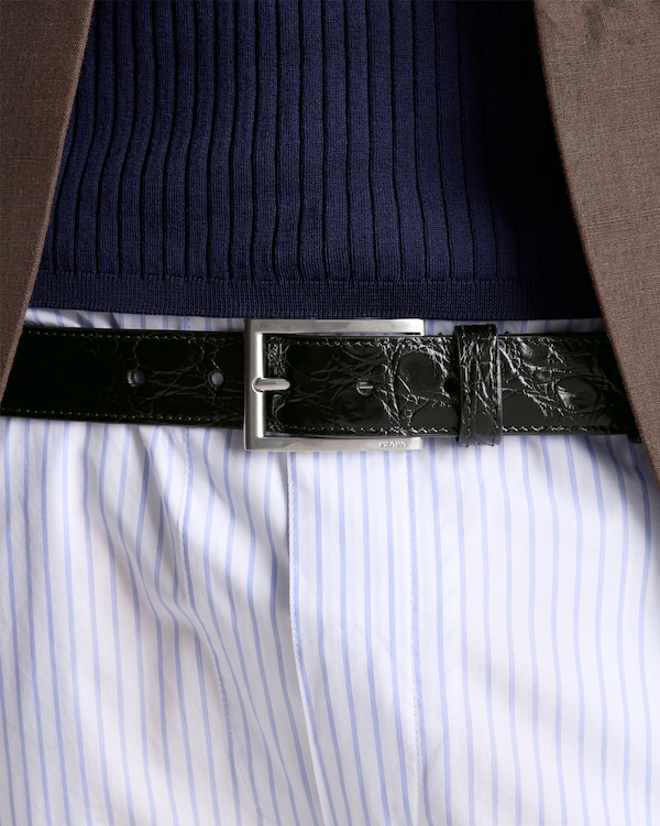 Crocodile leather belt - Black Crocodile leather belt - Black