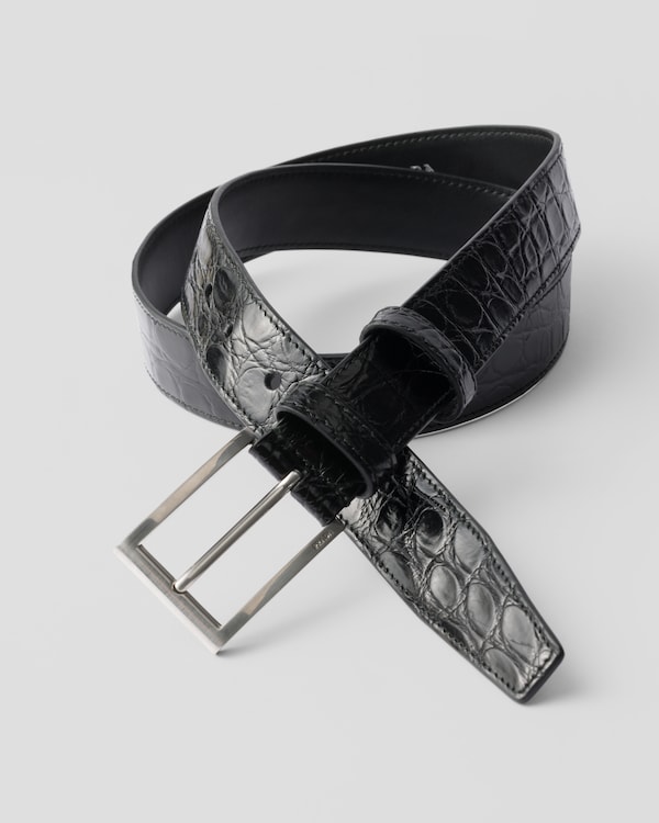 Crocodile leather belt - Black Crocodile leather belt - Black