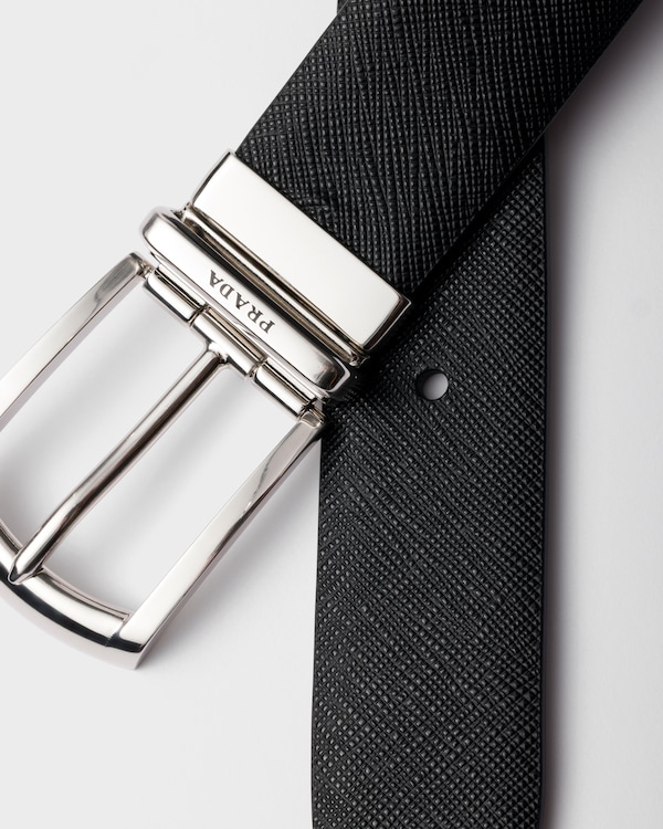 Reversible Saffiano leather belt - Black/Coffee Brown Reversible Saffiano leather belt - Black/Coffee Brown