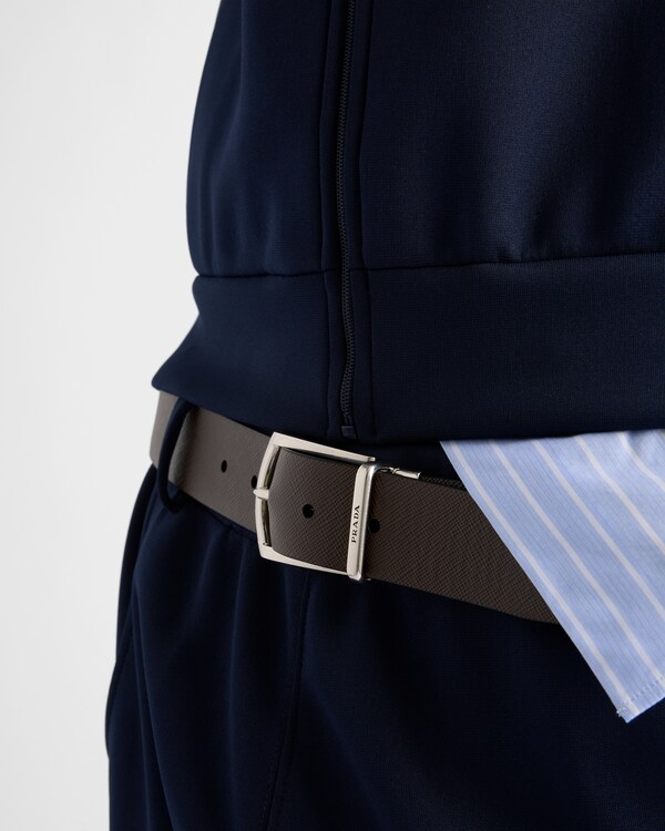 Reversible Saffiano leather belt - Black/Coffee Brown Reversible Saffiano leather belt - Black/Coffee Brown