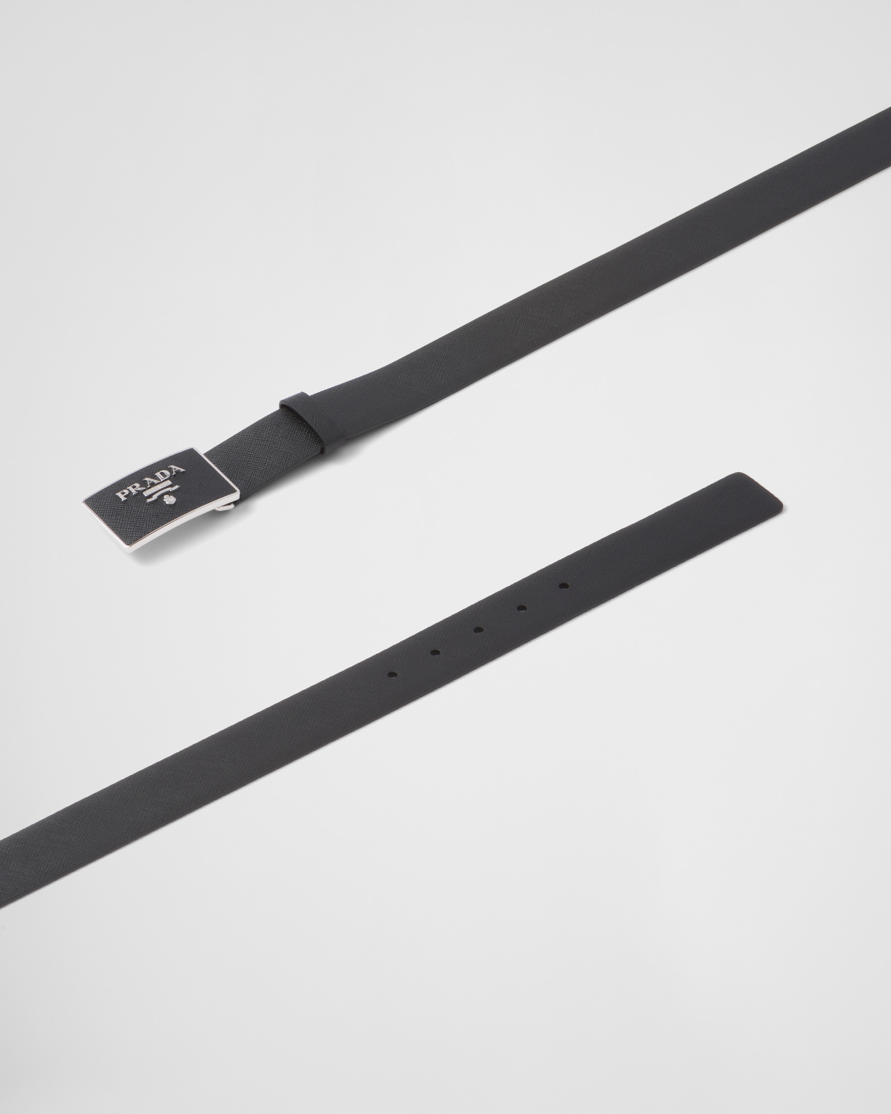 PRADA Safiano leather Triangle logo belt 1CC512 white 2
