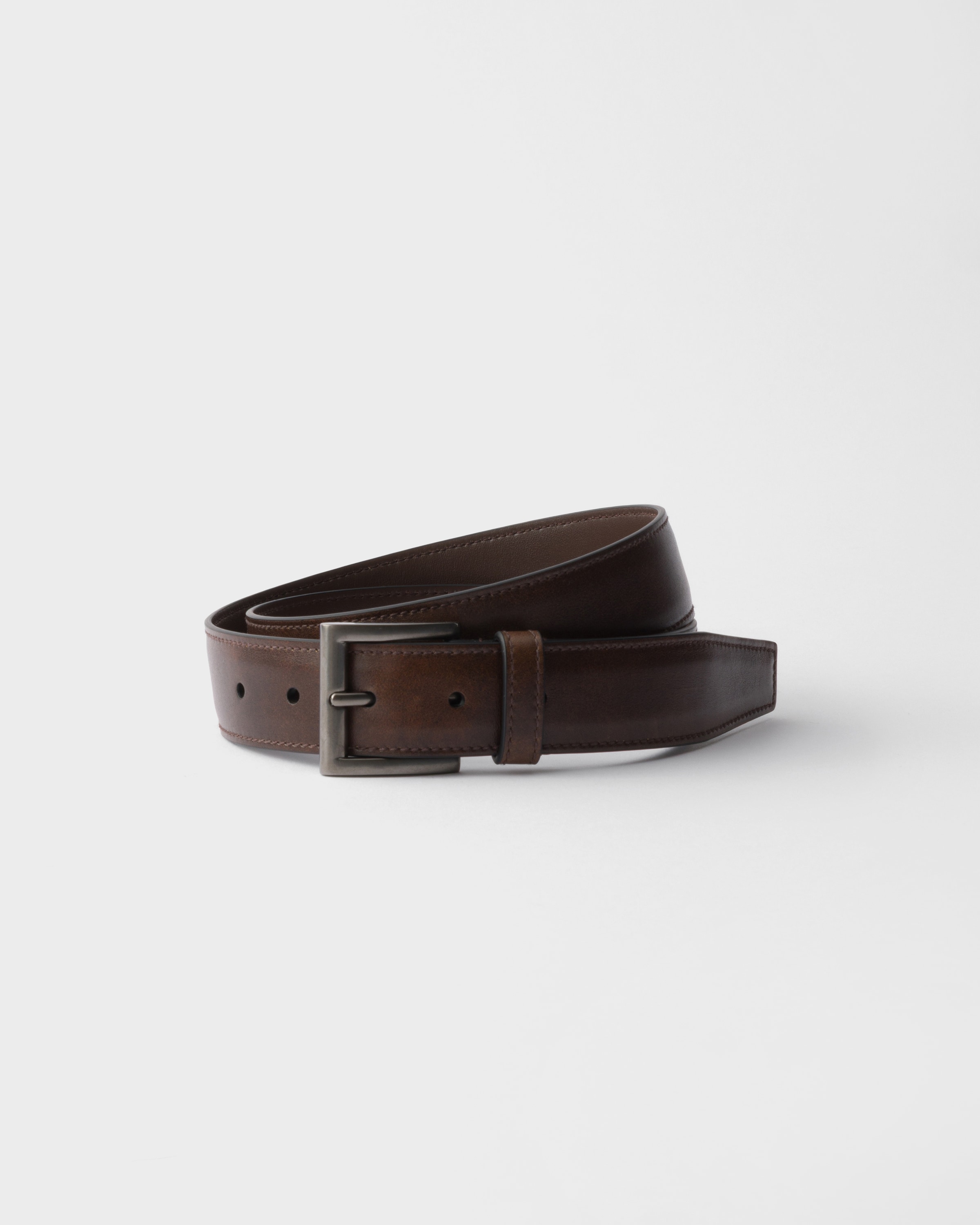 PRADA ブラウンレザーベルト Cocoa Brown Leather Belt | PRADA - United States