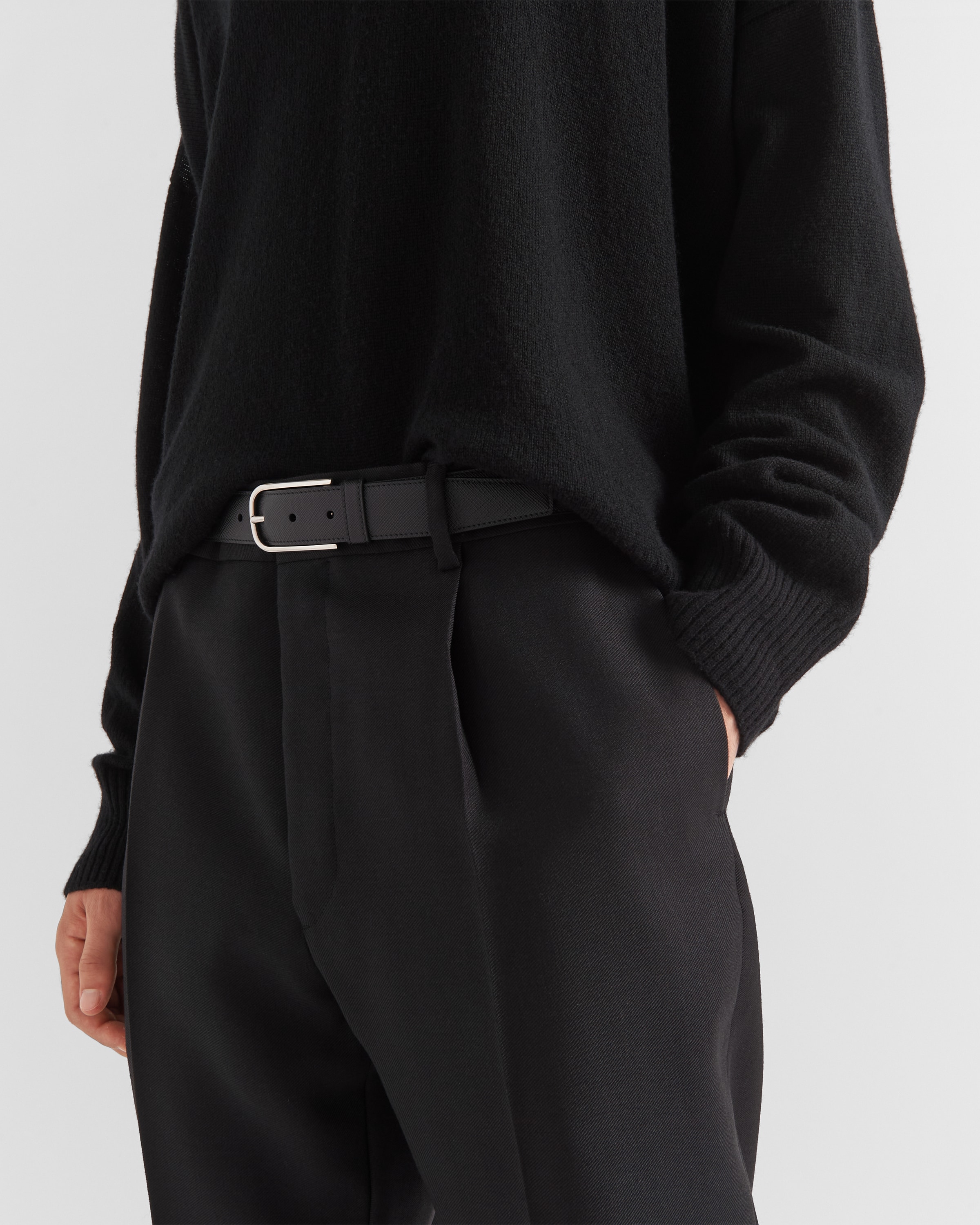Black Saffiano Belt | PRADA Black Saffiano Belt | PRADA
