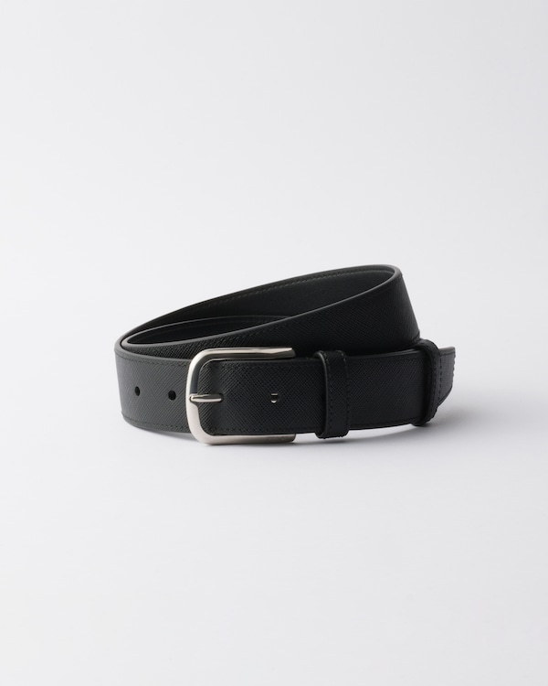 【SALE】 Black Saffiano leather belt | PRADA 小物