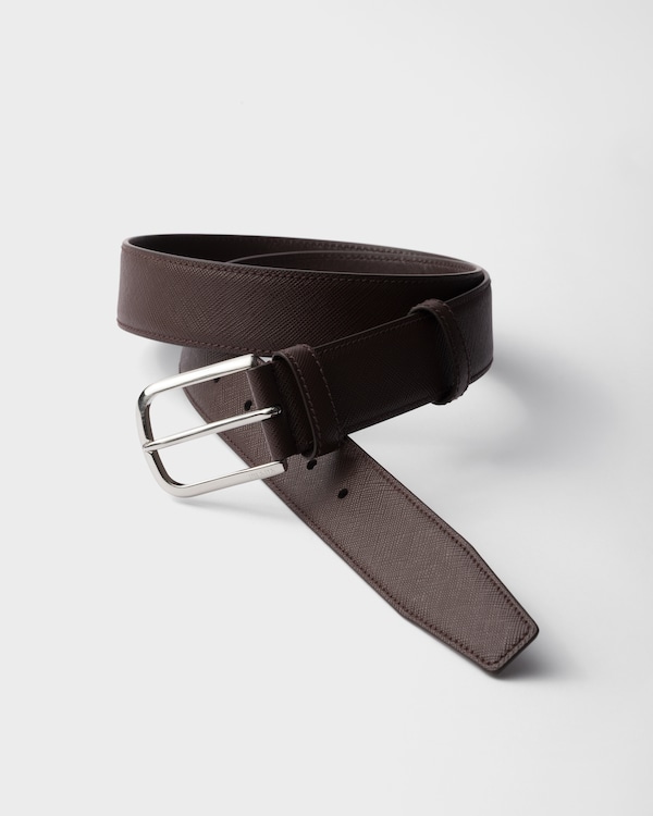 Saffiano leather belt - Coffee Saffiano leather belt - Coffee