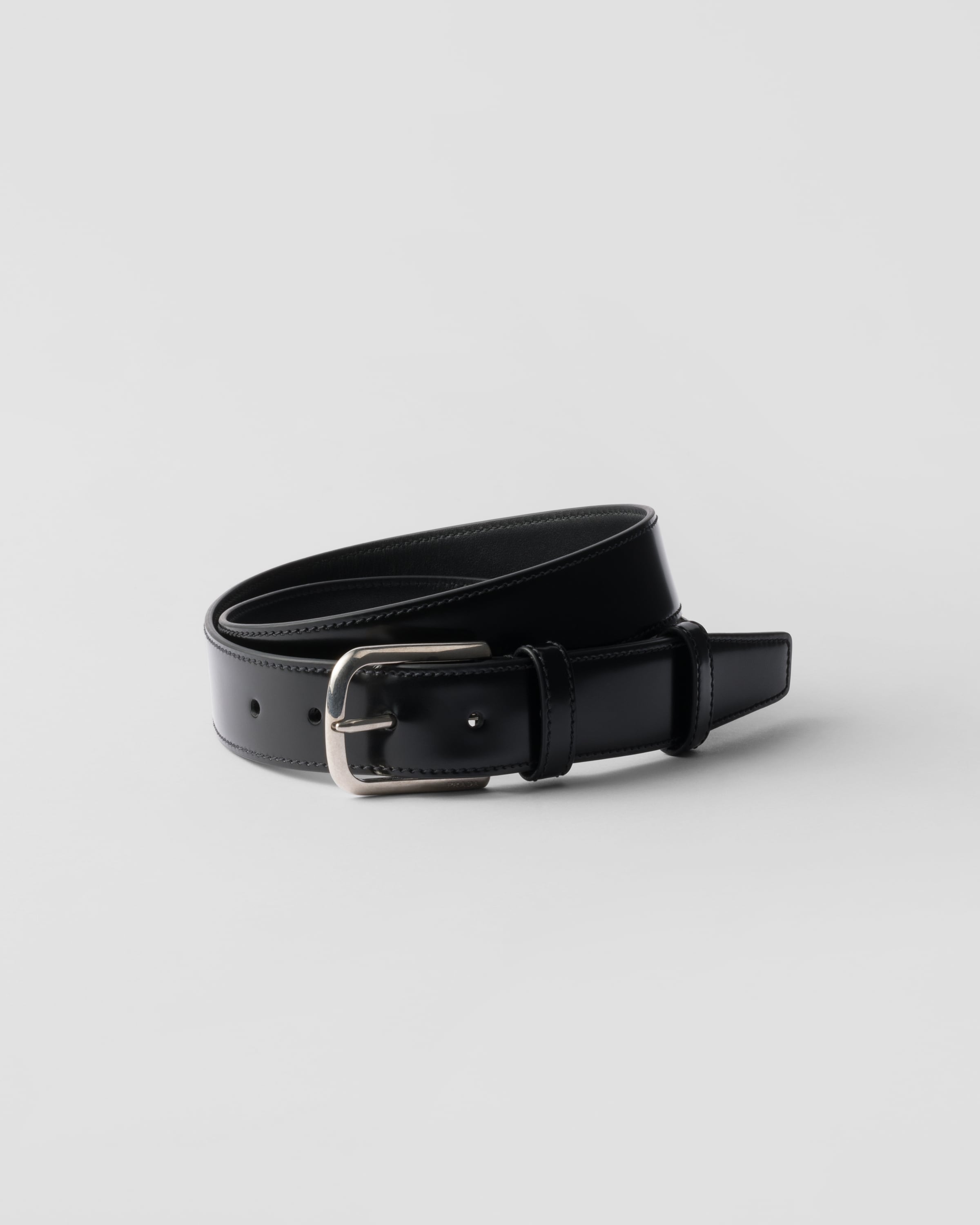 Black Brushed Leather Belt | PRADA
