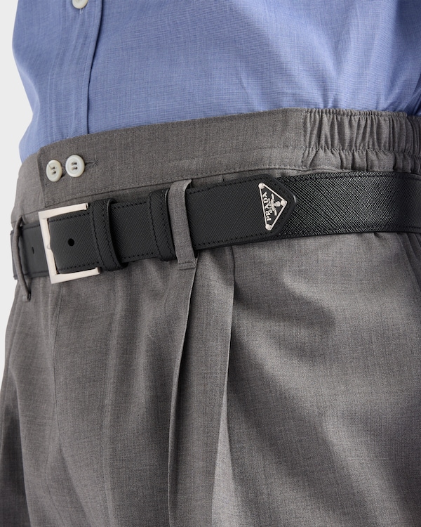 حزام من جلد سافيانو - أسود حزام من جلد سافيانو - أسود