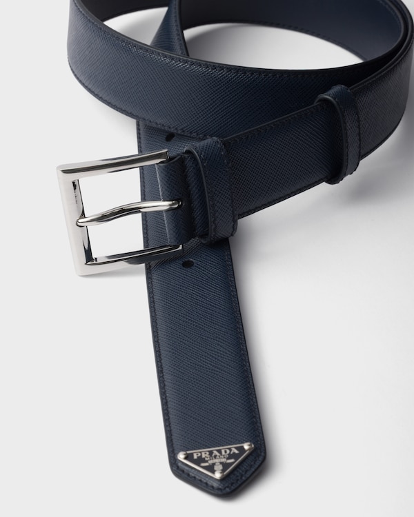 Saffiano leather belt - Baltic Blue Saffiano leather belt - Baltic Blue