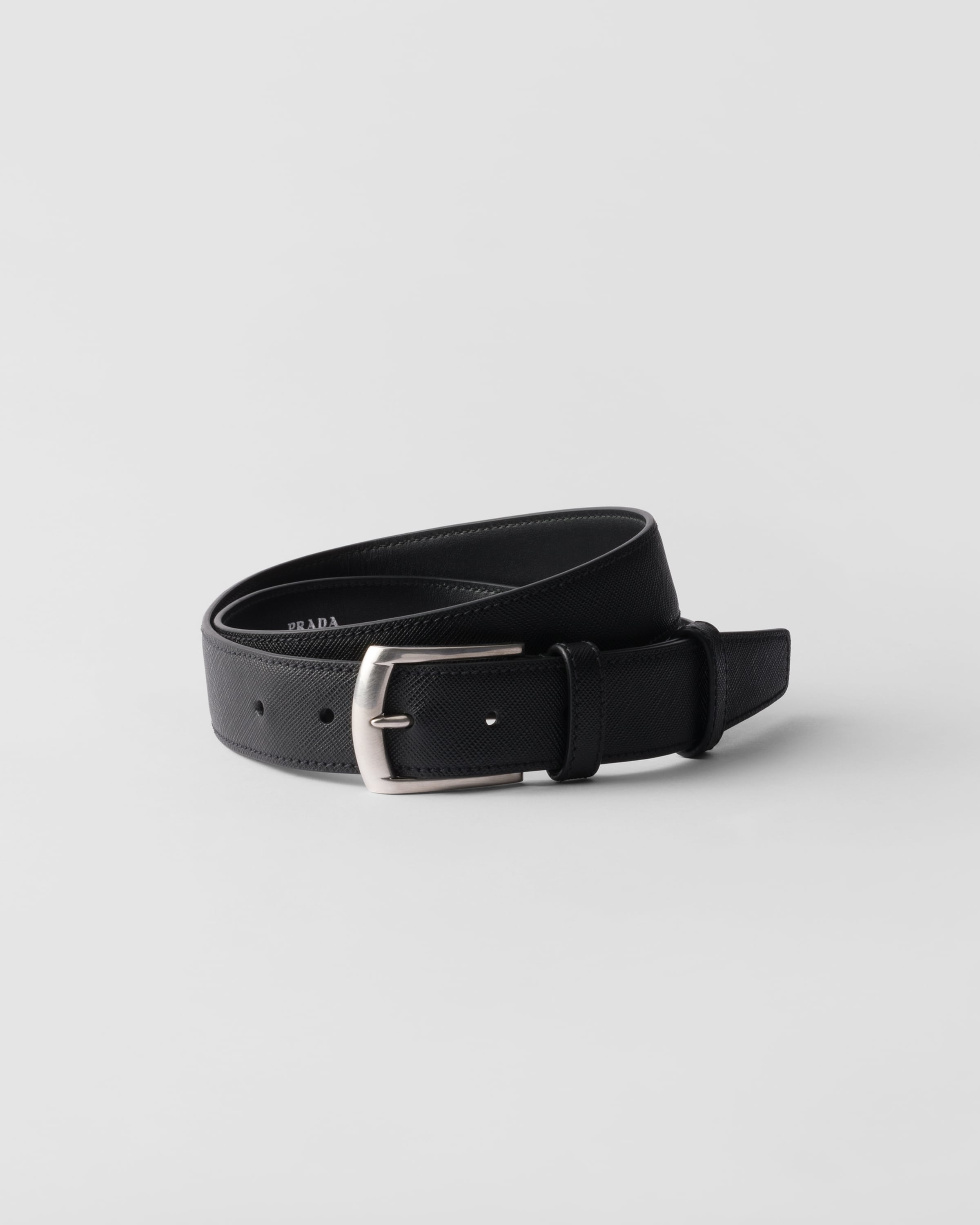 高価値 leather Saffiano Black belt PRADA | 小物