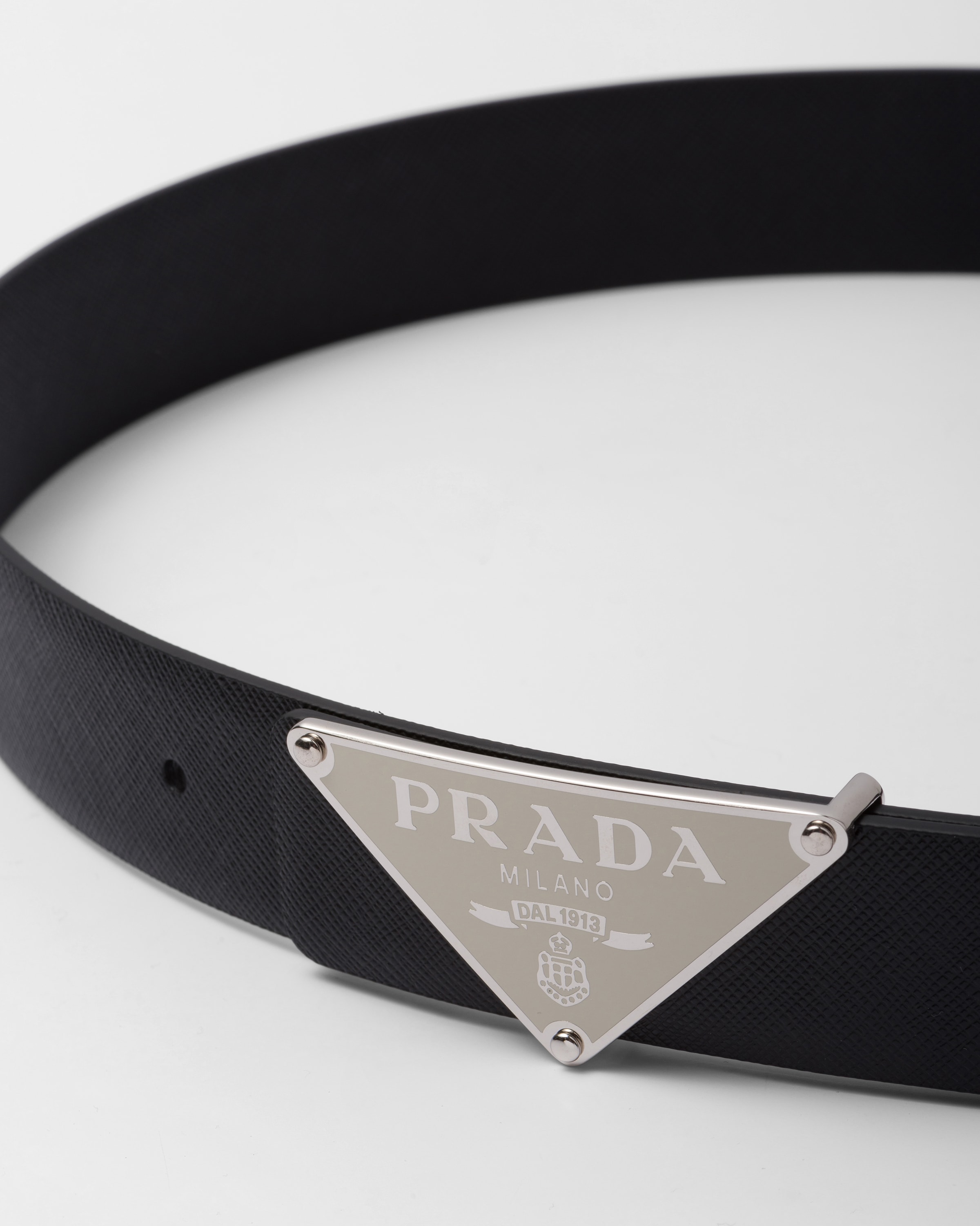 White Enameled Metal Belt Buckle PRADA