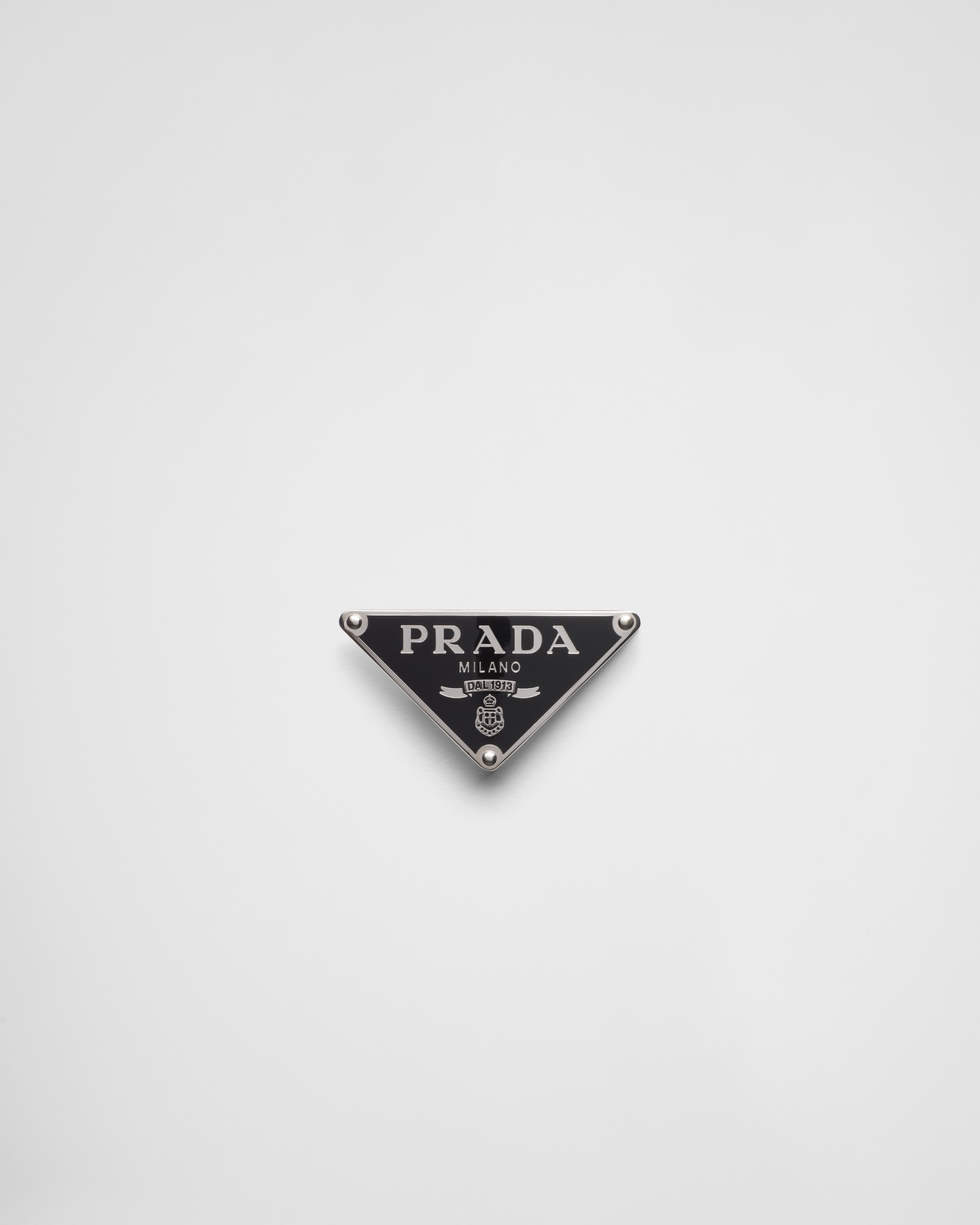 Prada Enameled Metal Belt Buckle In Black