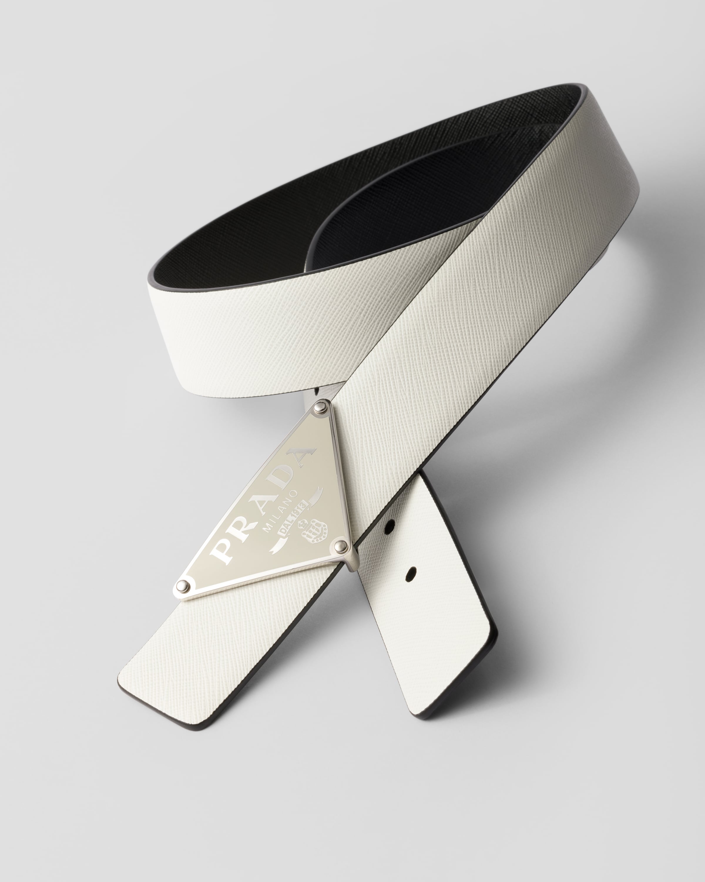 Prada Enameled-metal Belt Buckle In Chalk White