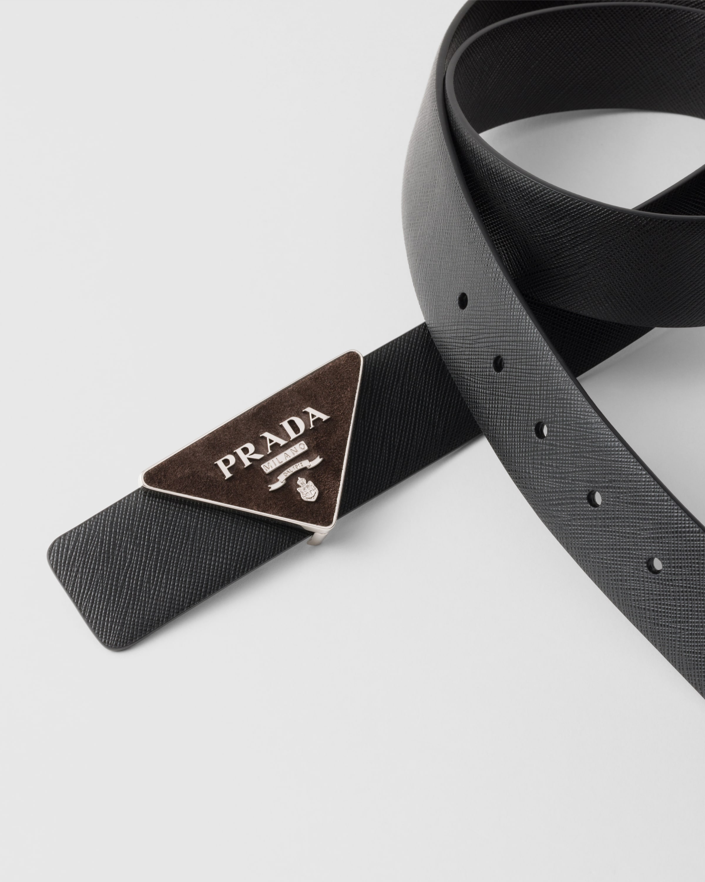 Prada Buckle For Suede Belt Strap In Dark Brown