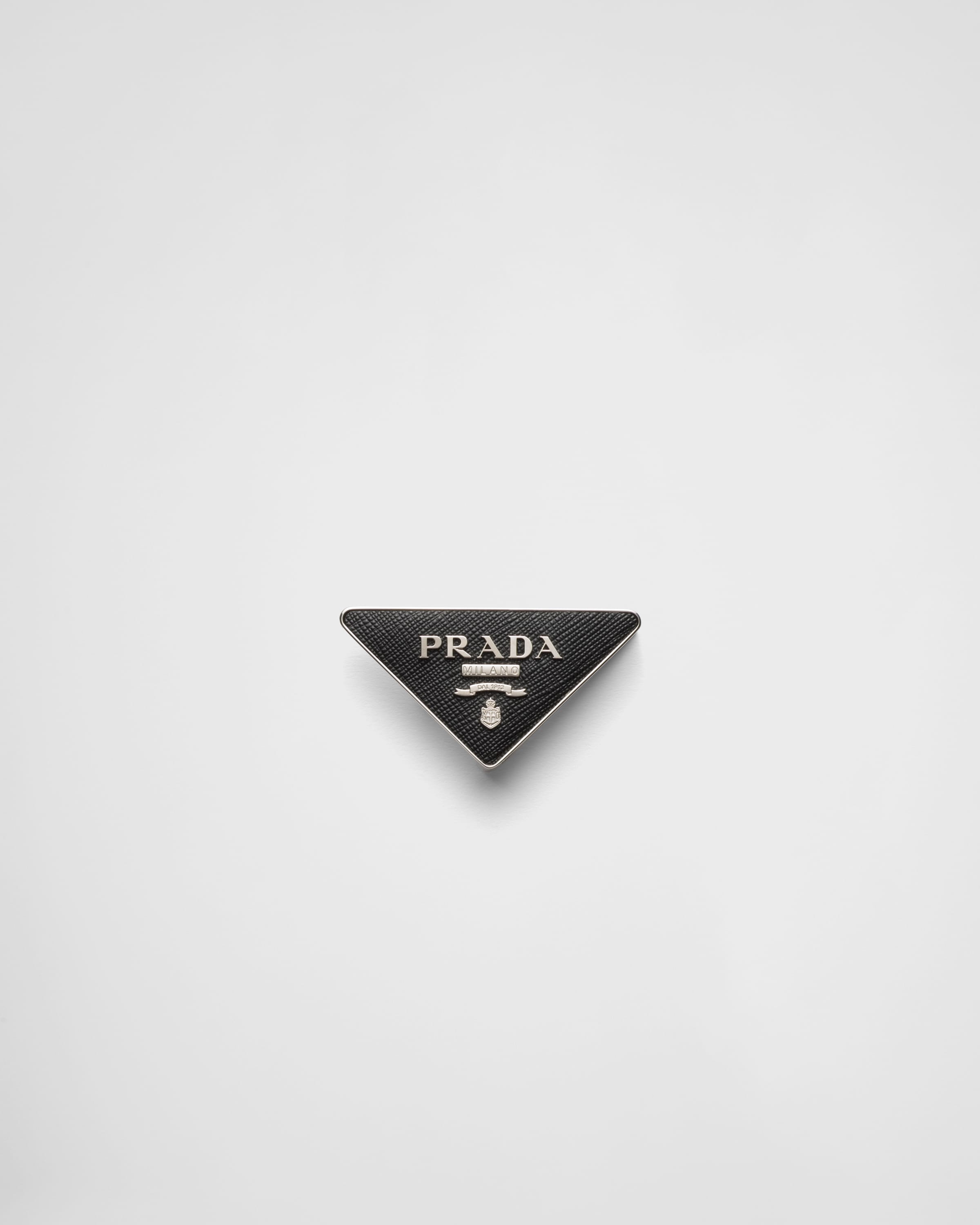 Prada Saffiano Belt Buckle In Black