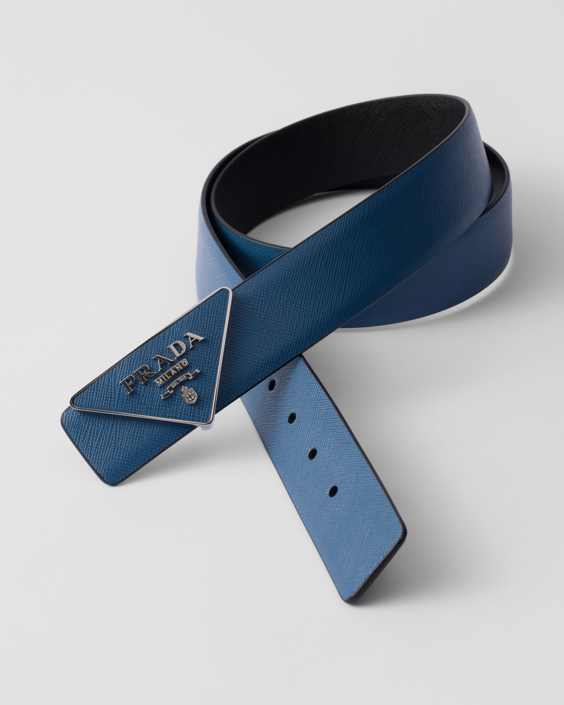 Prada Cross-pattern Belt Buckle In Aviator Blue
