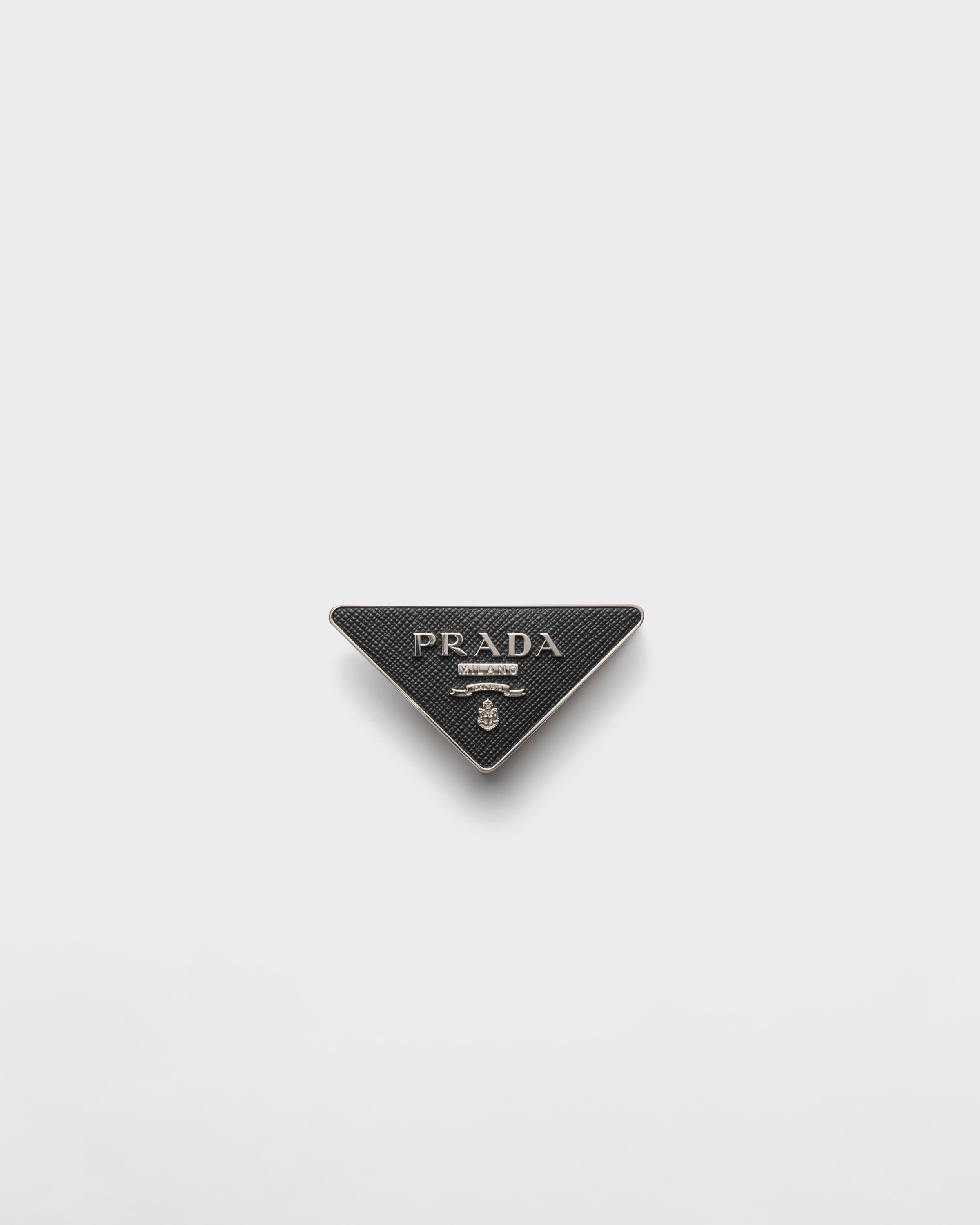 Prada Saffiano Belt Buckle In Anthracite Gray