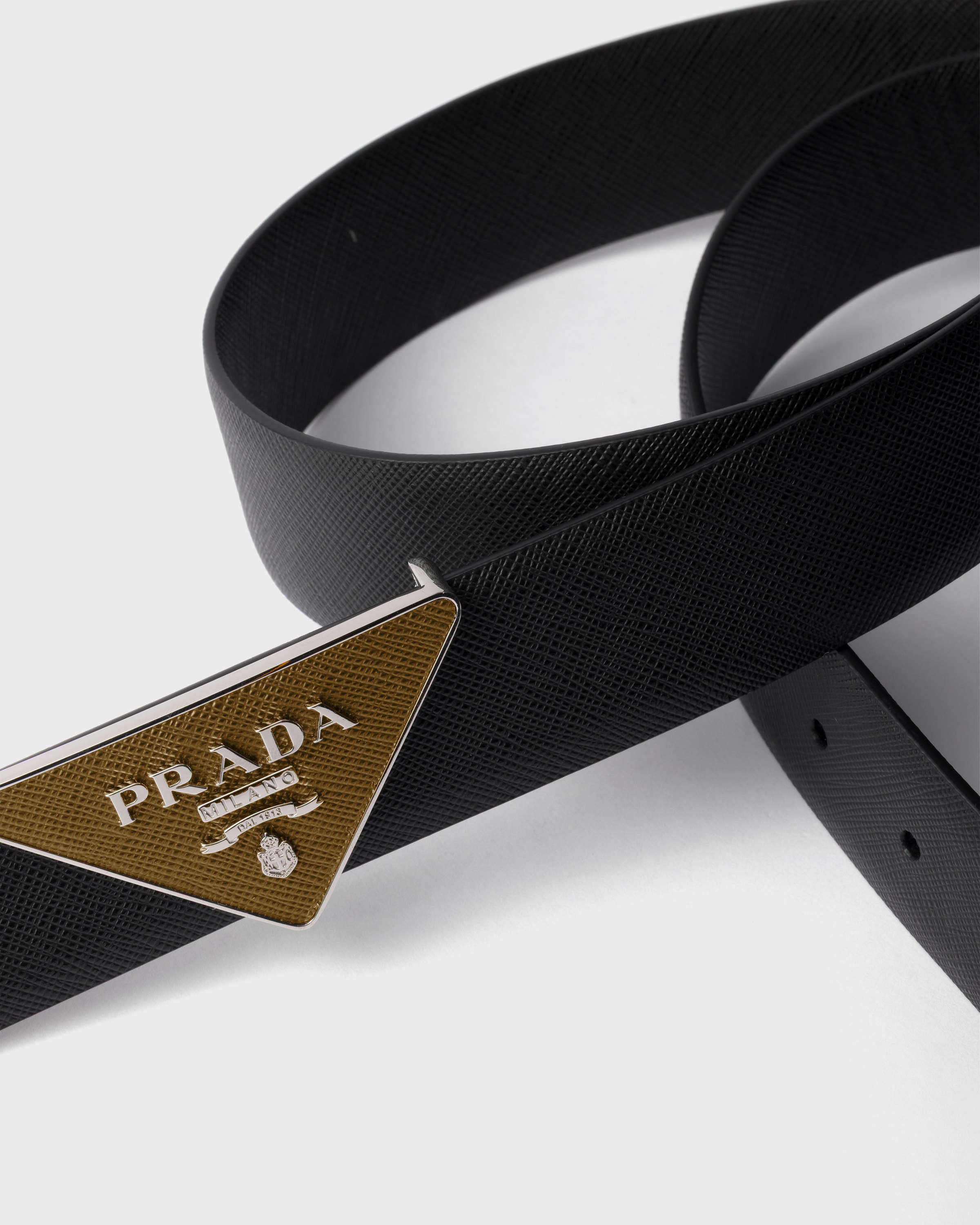 Prada Saffiano Belt Buckle In Caramel