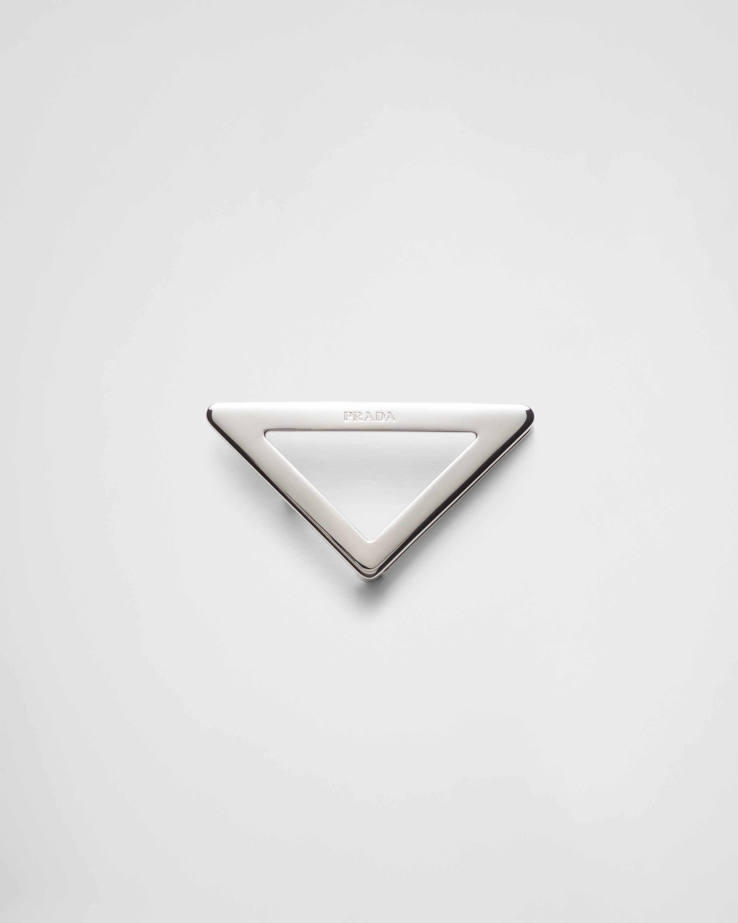 Prada Enameled Metal Belt Buckle In Polished Steel