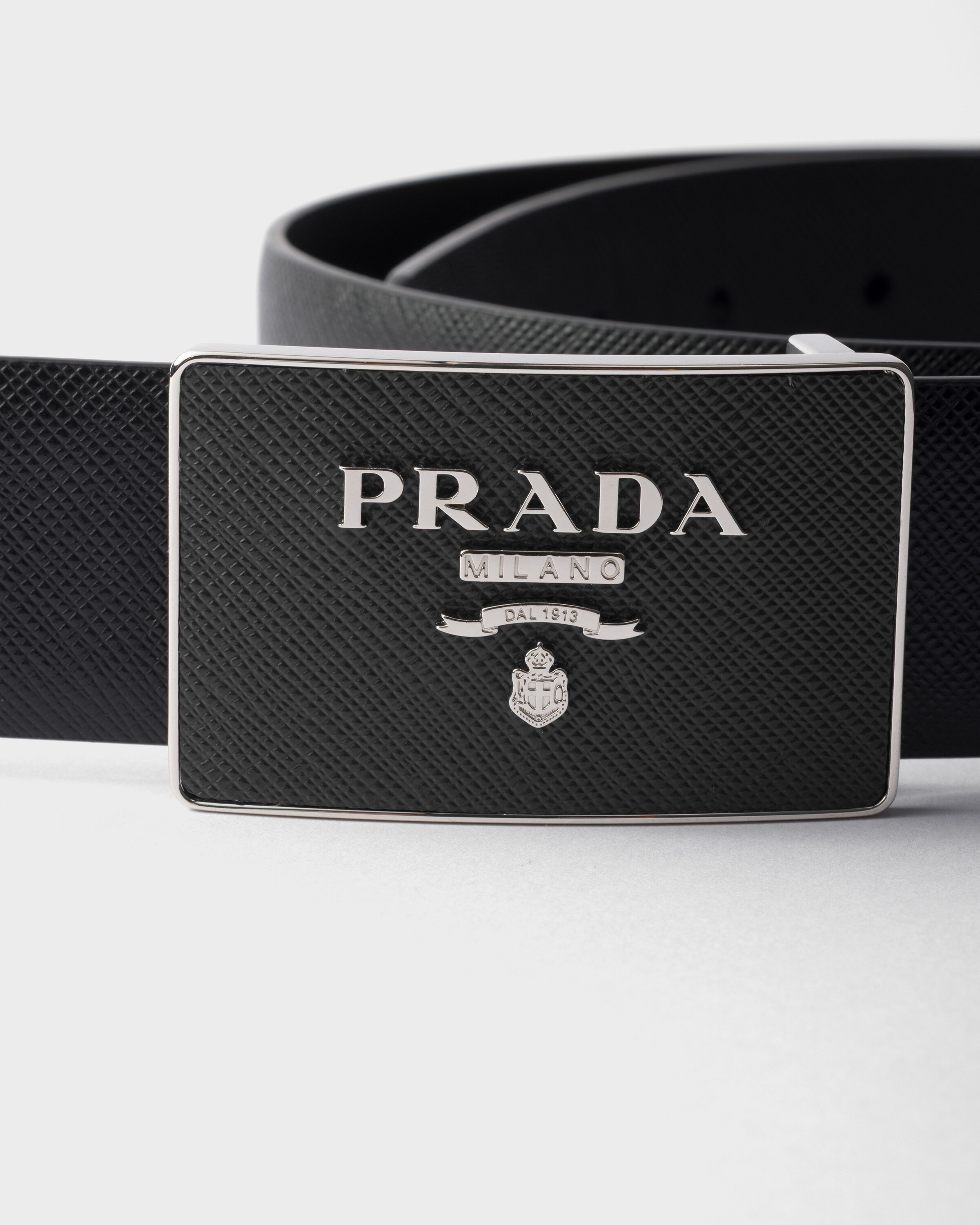 Prada Metal Belt Buckle In Anthracite Gray