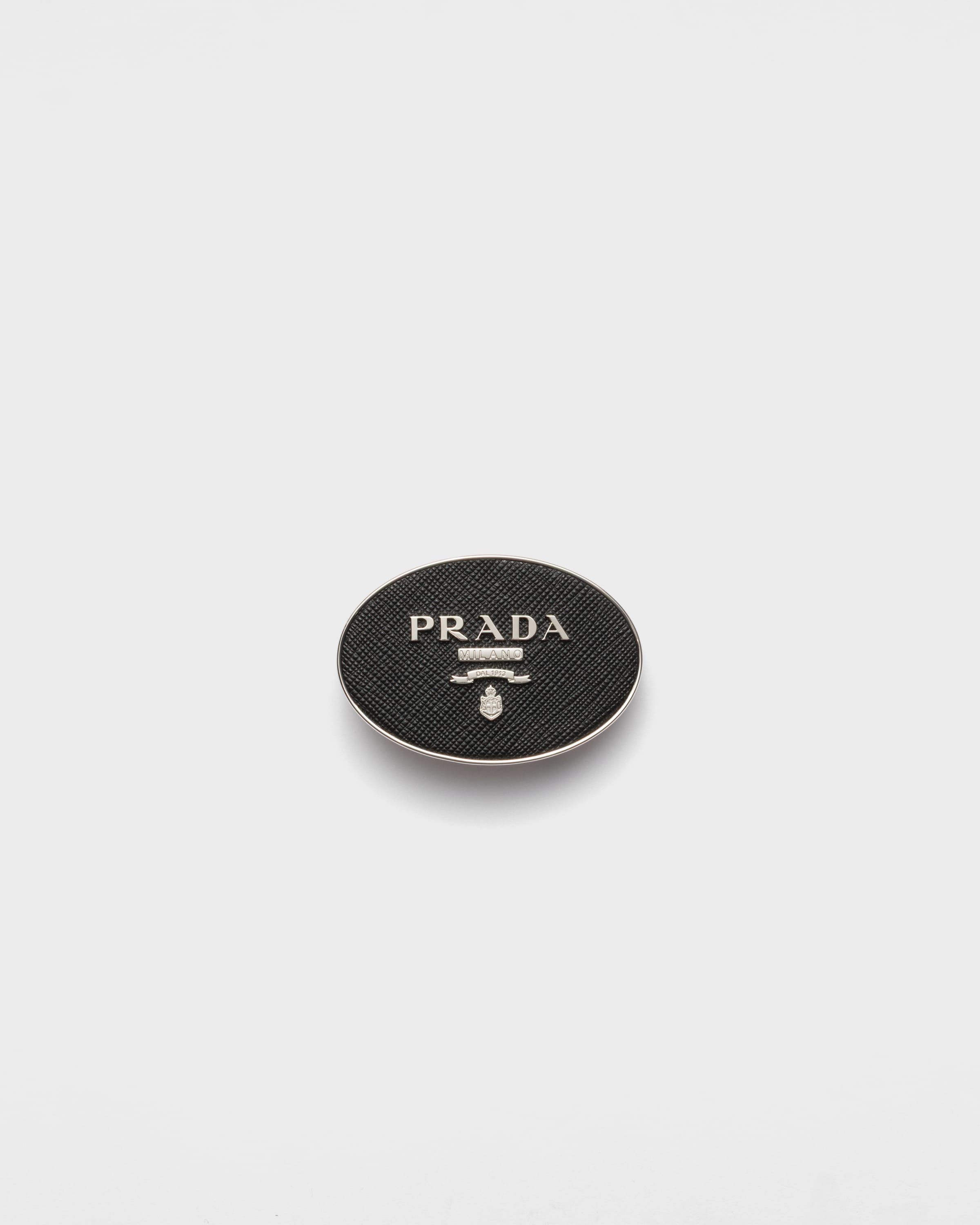 Prada Saffiano Belt Buckle In Black
