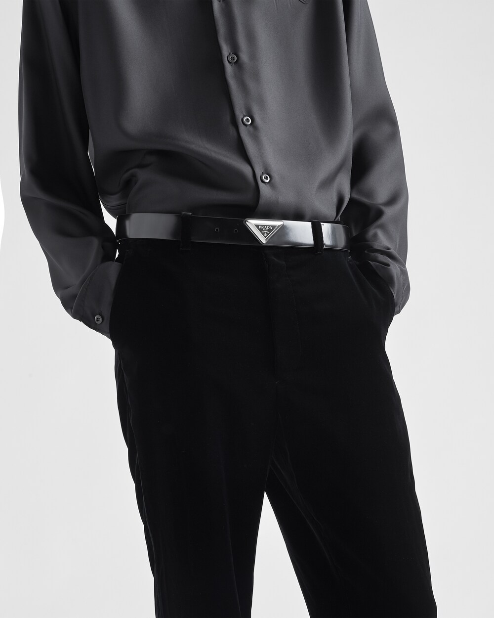 Black Brushed leather belt | Prada