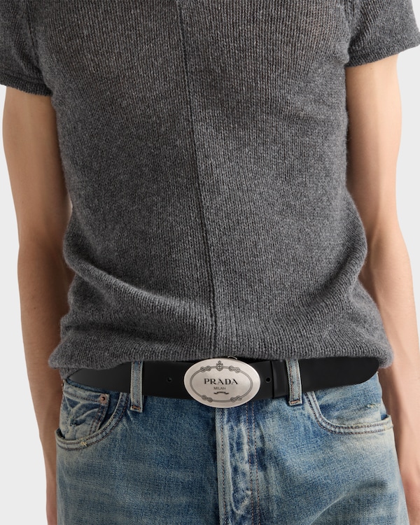 Brushed leather belt - Black Brushed leather belt - Black