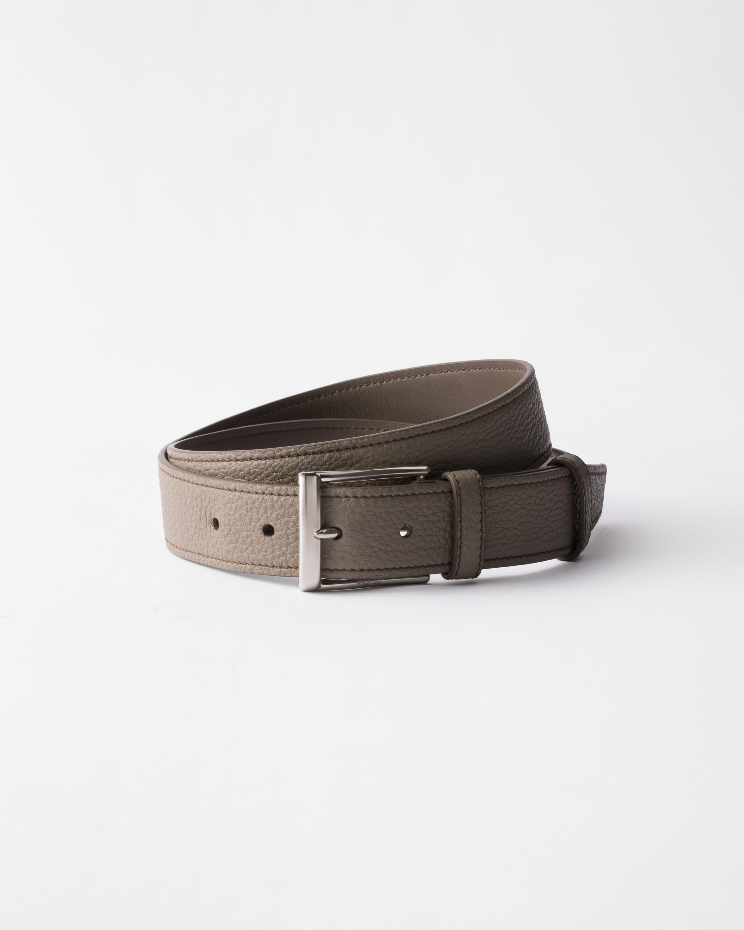 Bamboo Gray Leather belt | PRADA