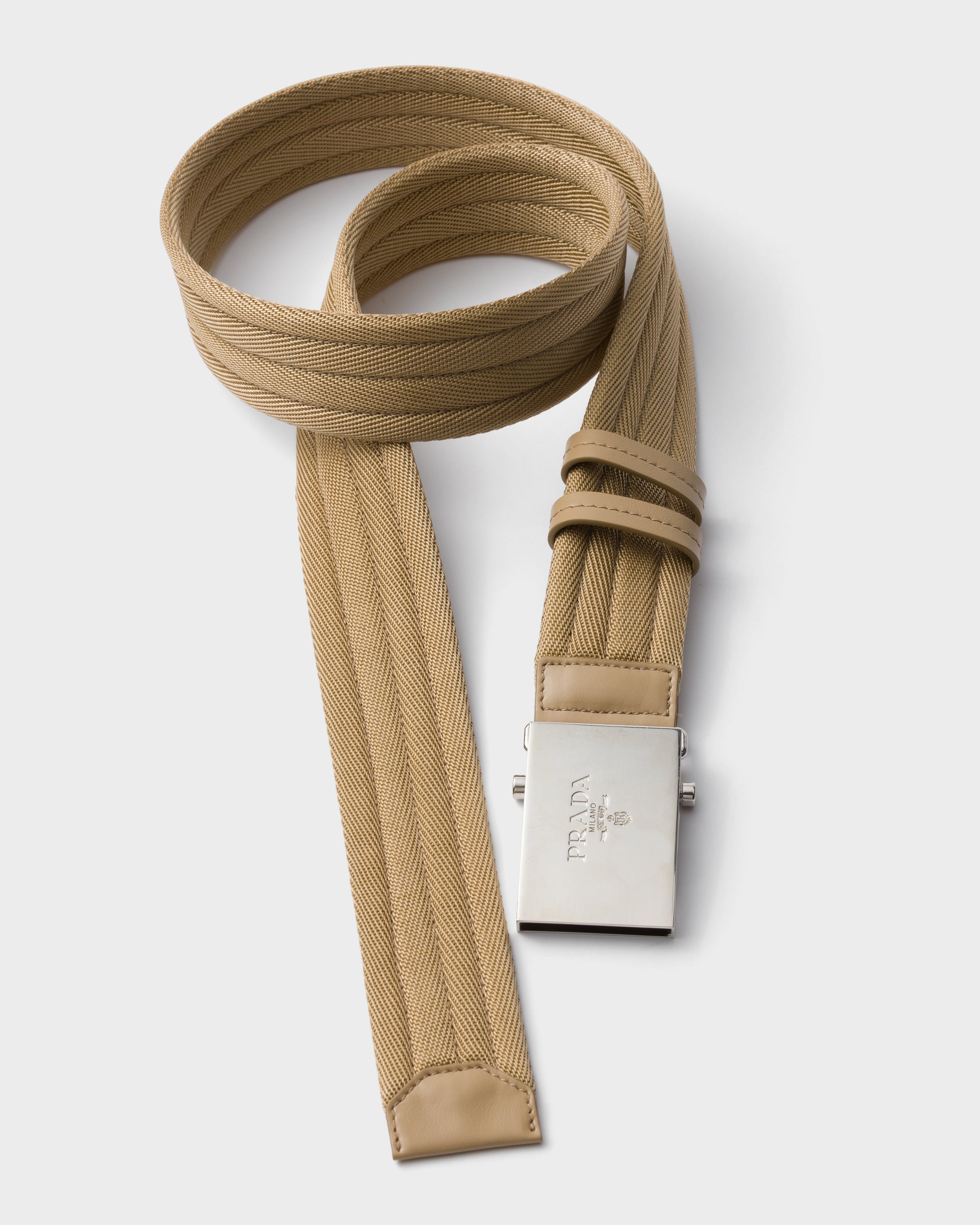 Camel Brown Fabric Belt | PRADA