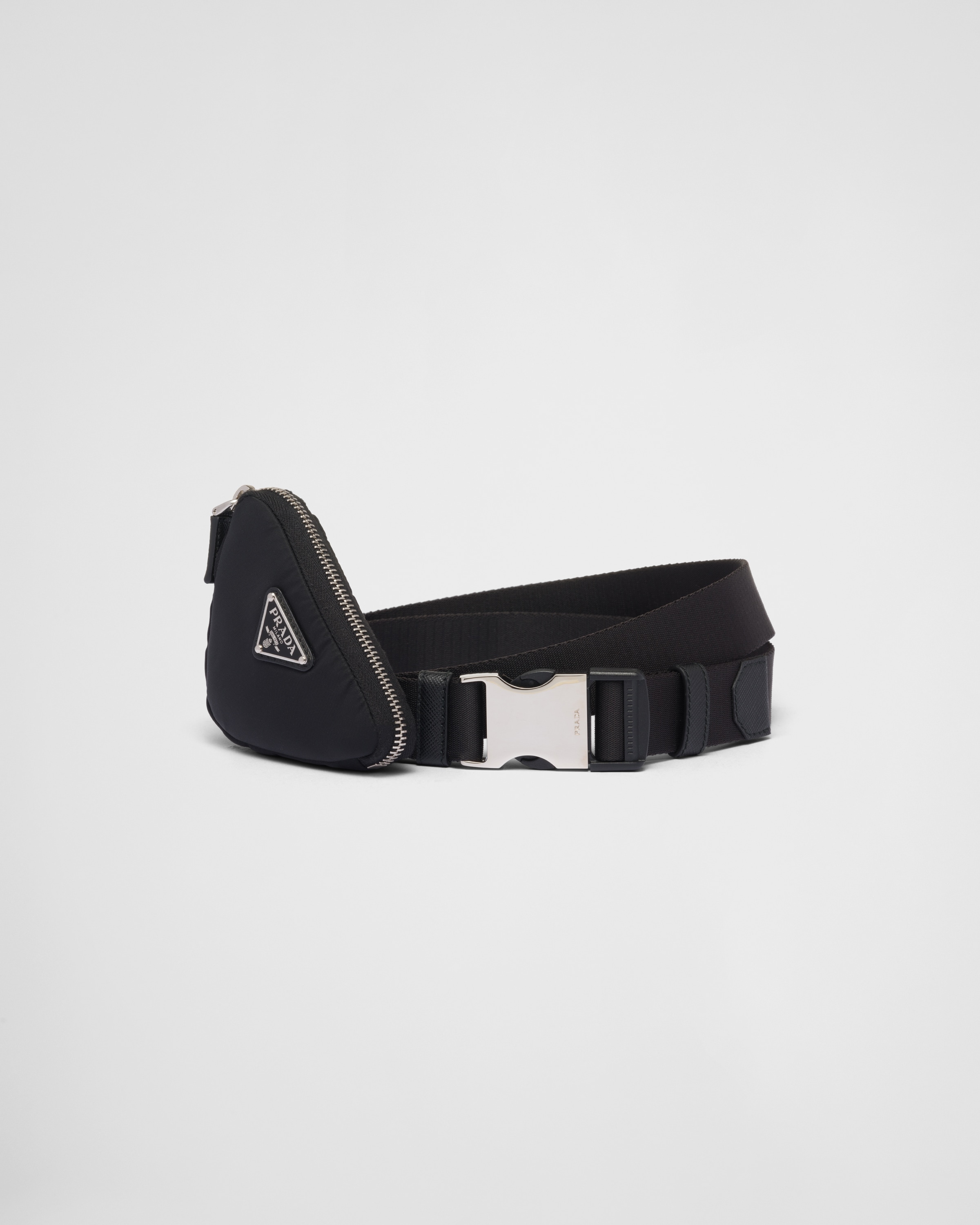 Black Re-Nylon belt with pouch | Prada