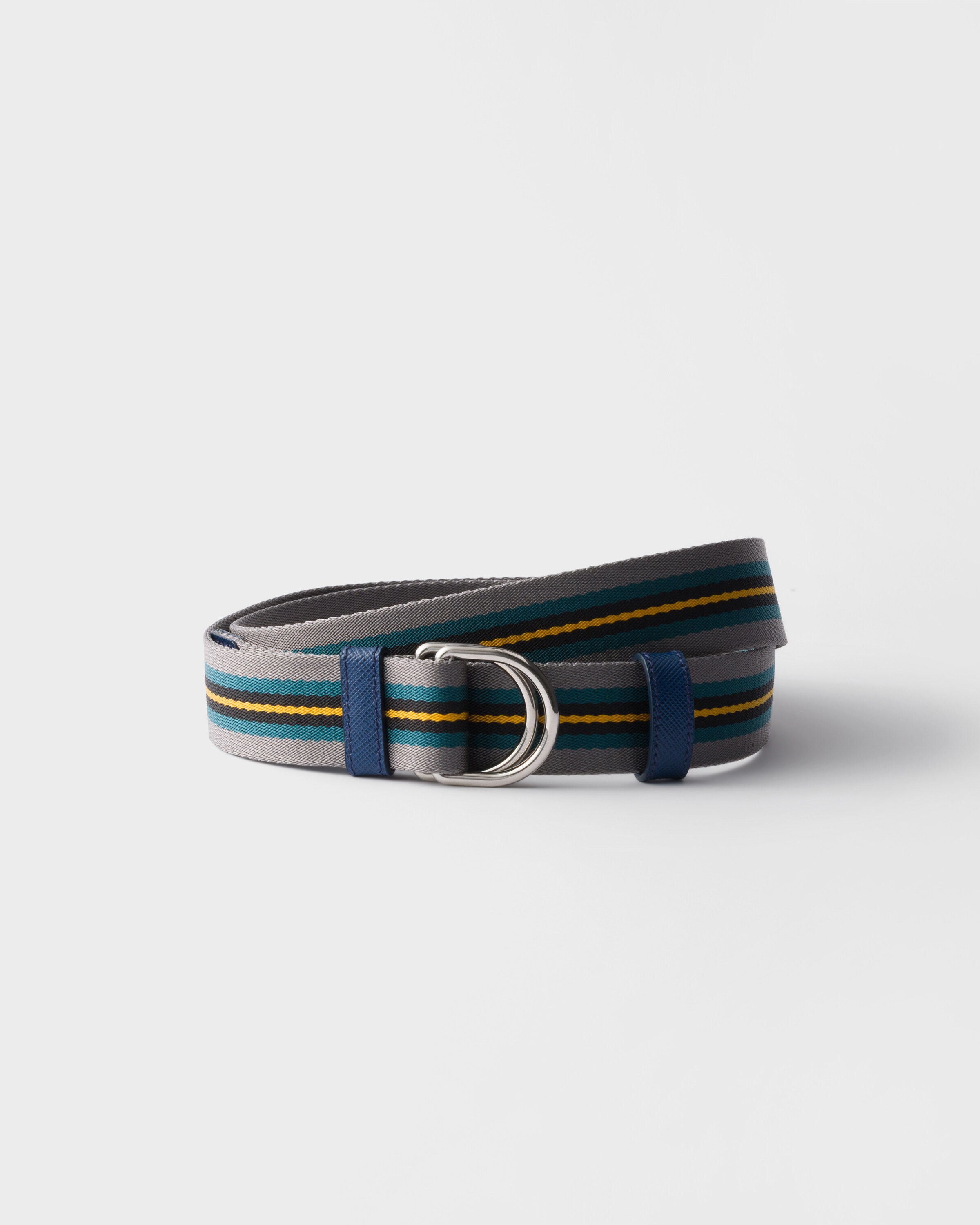 Prada Woven Nylon Belt, Man, Marble Gray/black, Size 95