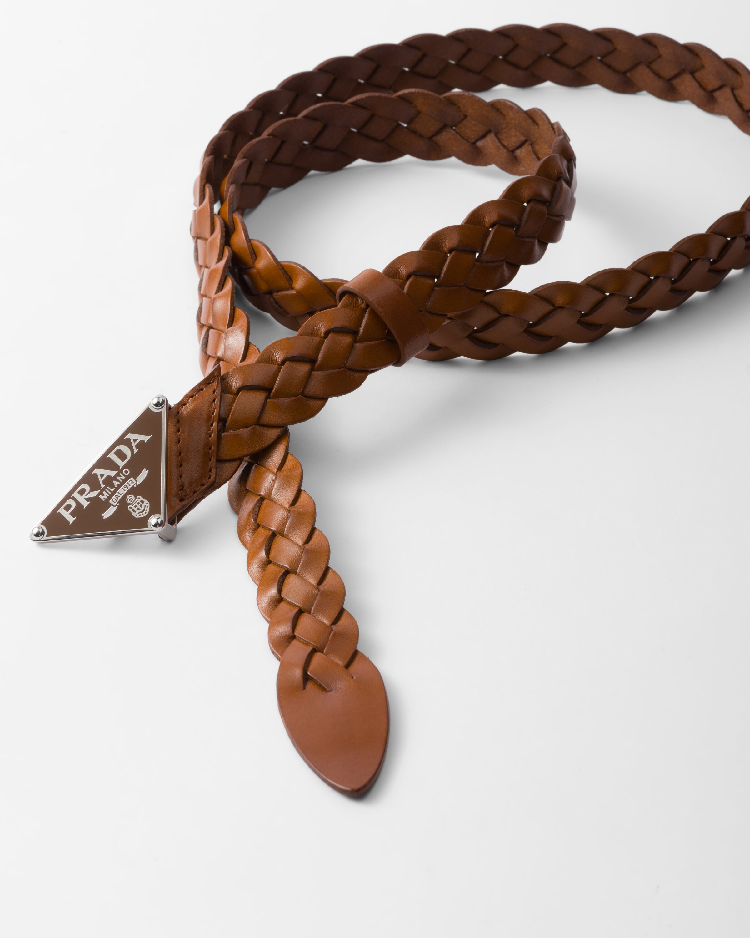 Shop Prada Leather Belt In Cognac