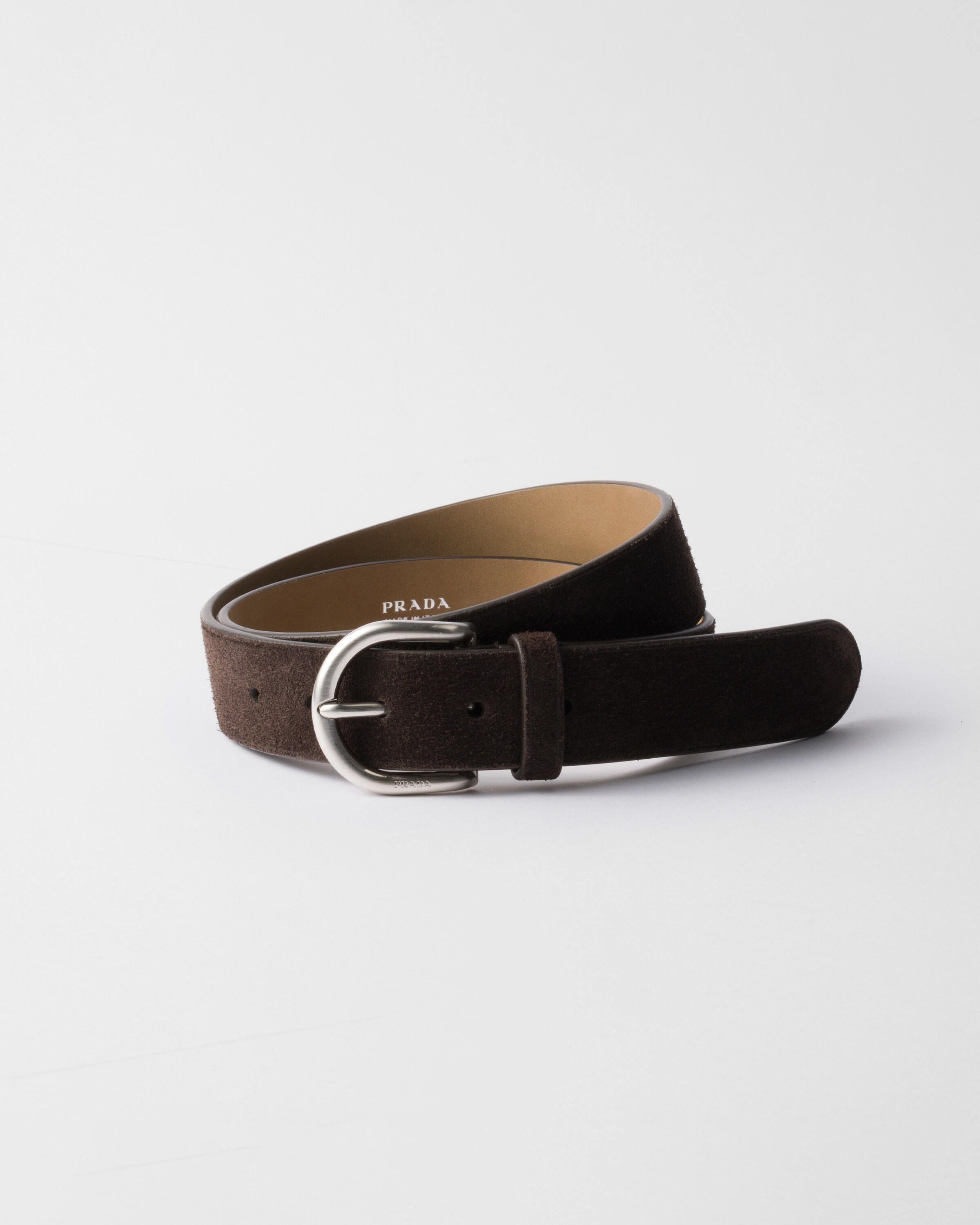 Prada Cinturón De Ante, Hombre, Marrón Oscuro, Talla 90