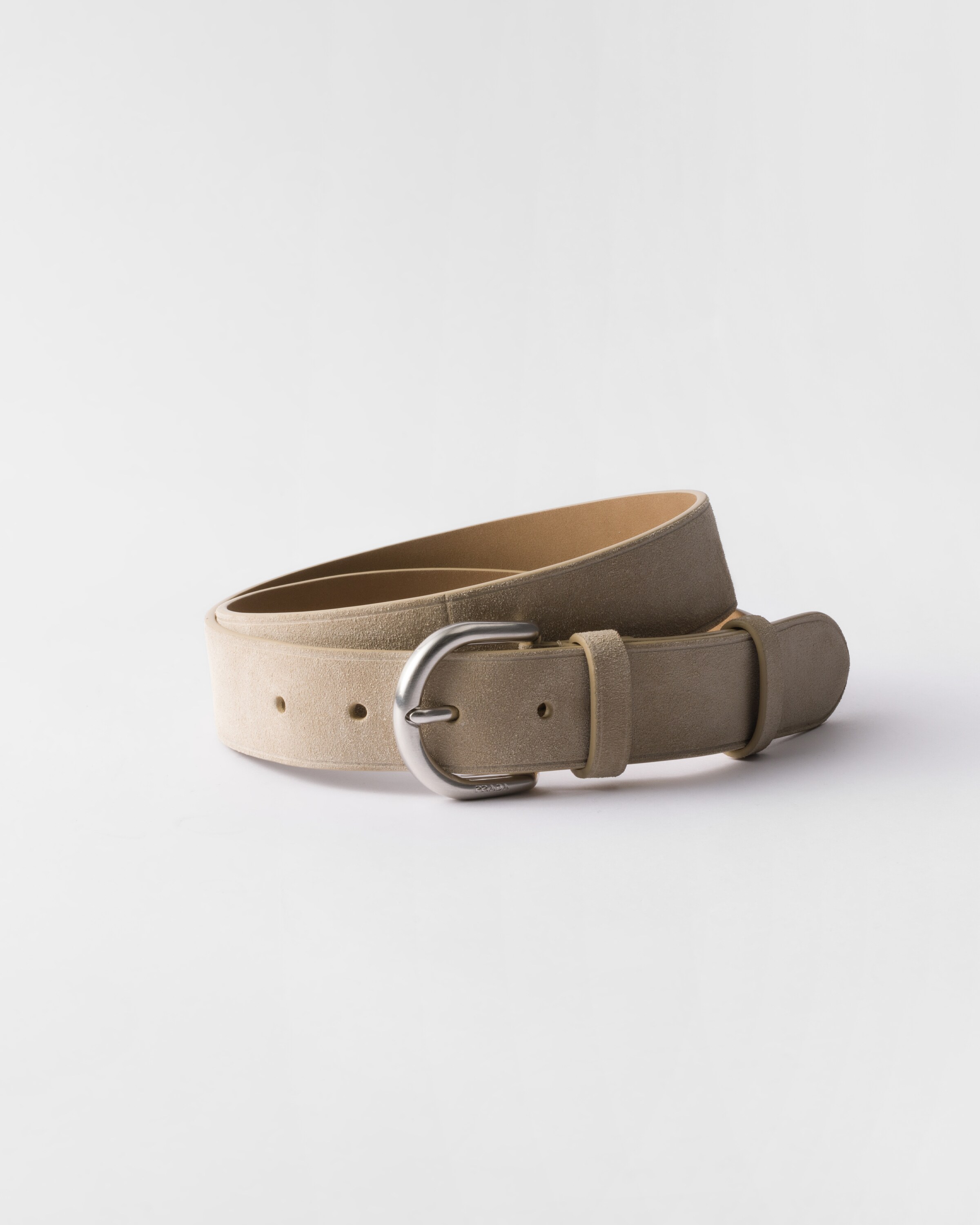 Prada Suede Belt, Man, Desert Beige, Size 105