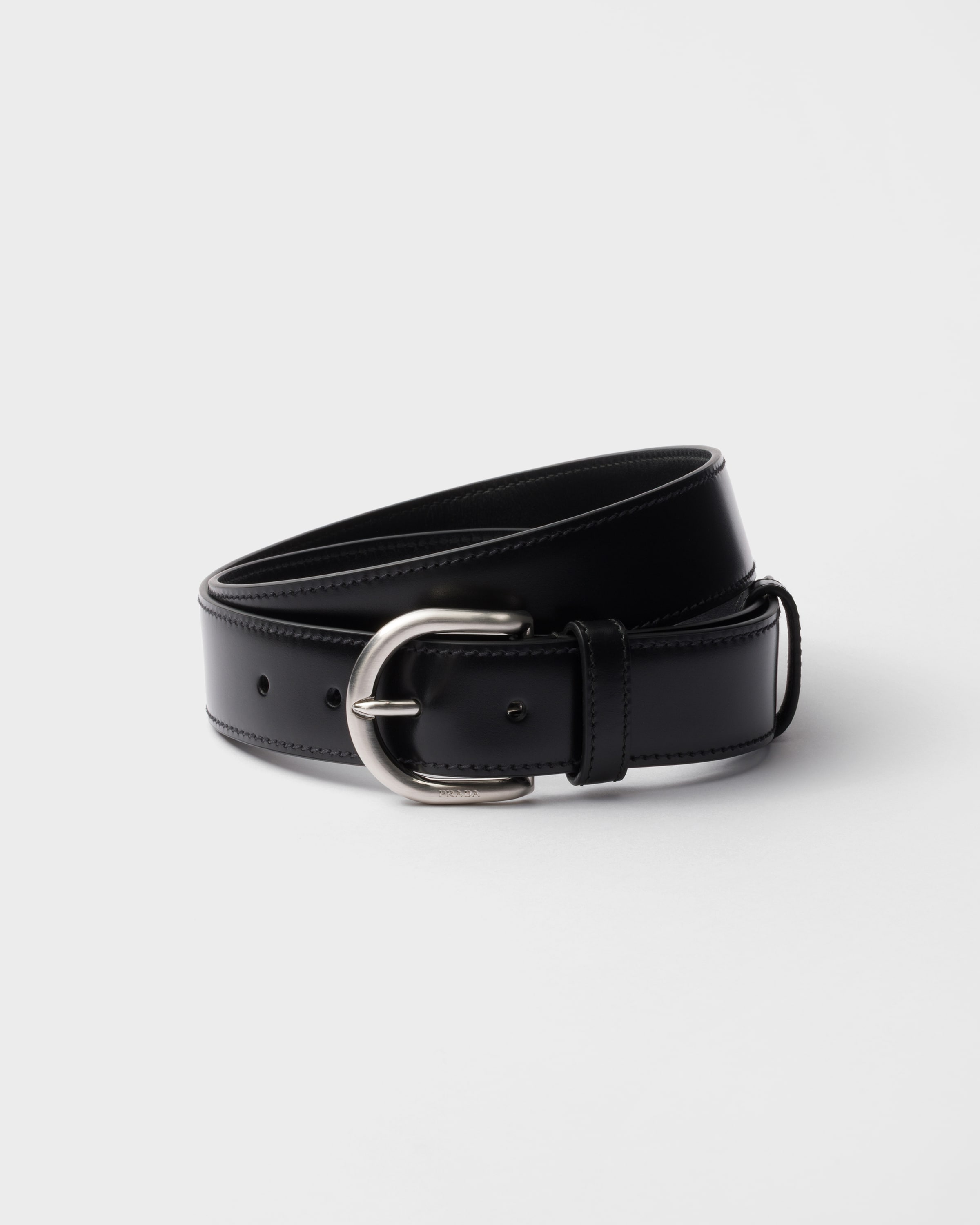 Prada Leather Belt, Man, Black, Size 95