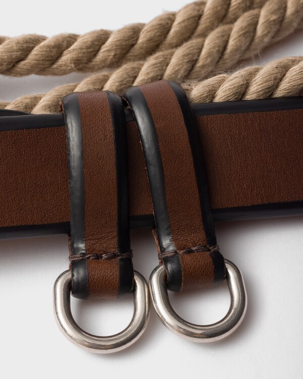 Leather and cord belt - Palisander Leather and cord belt - Palisander