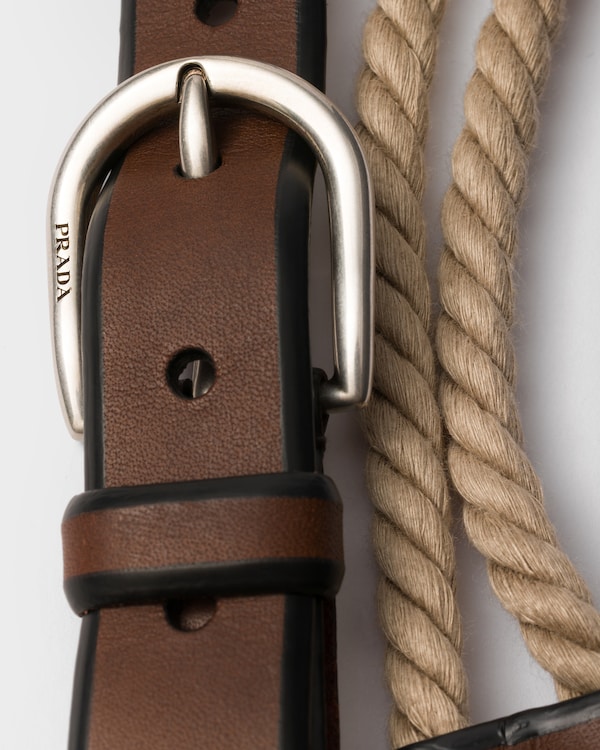 Leather and cord belt - Palisander Leather and cord belt - Palisander