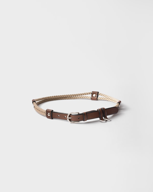 【時間指定不可】 ブラウン PRADA | ベルト レザーxコード 小物