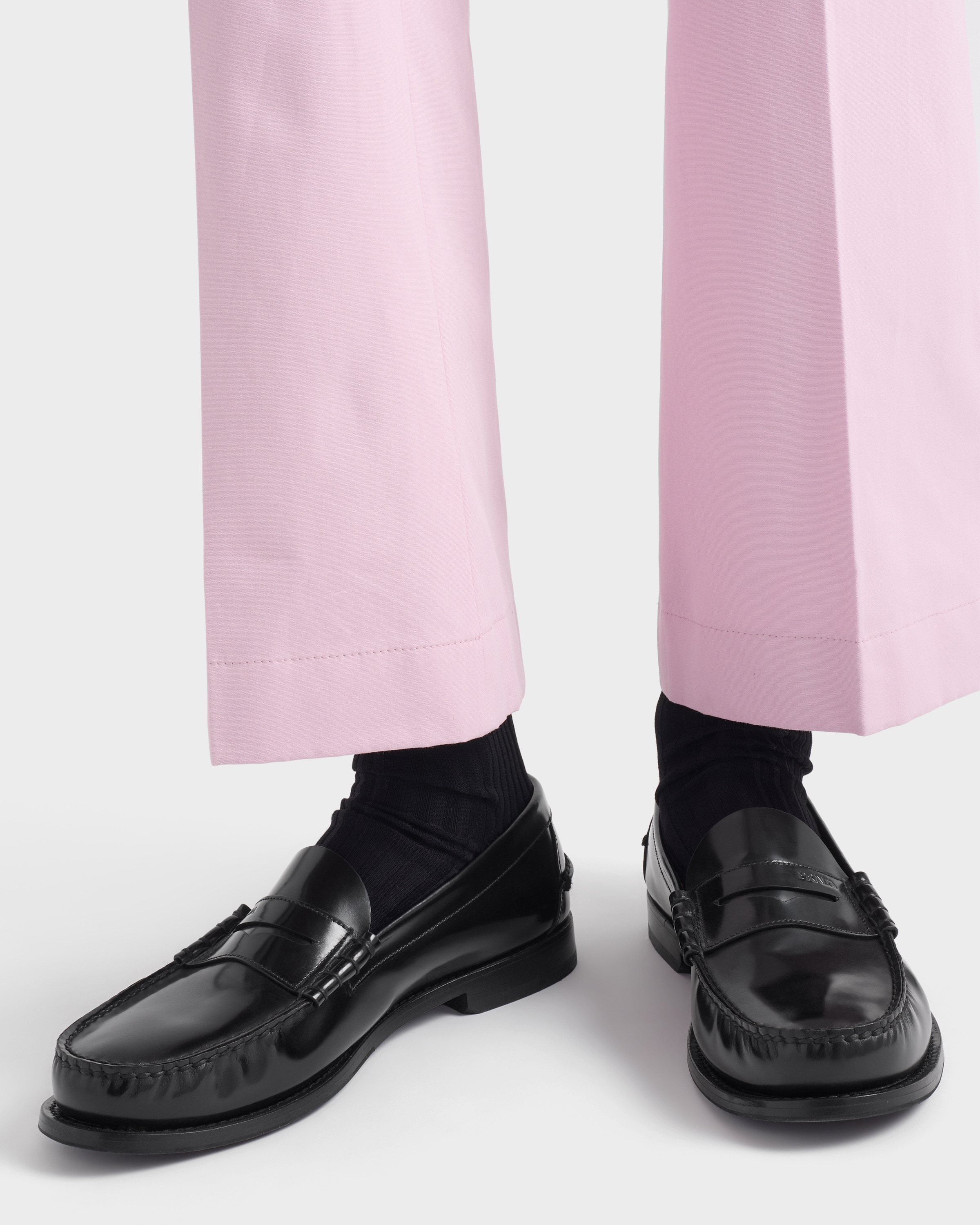 Black Brushed leather loafers | PRADA - United States