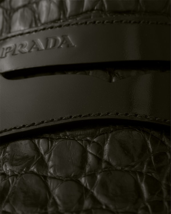 Brushed leather and crocodile loafers - Black Brushed leather and crocodile loafers - Black
