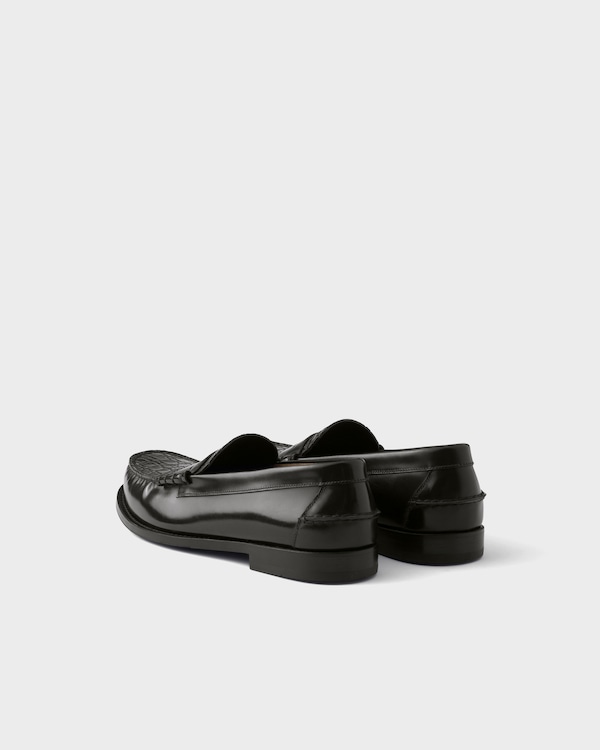 Brushed leather and crocodile loafers - Black Brushed leather and crocodile loafers - Black