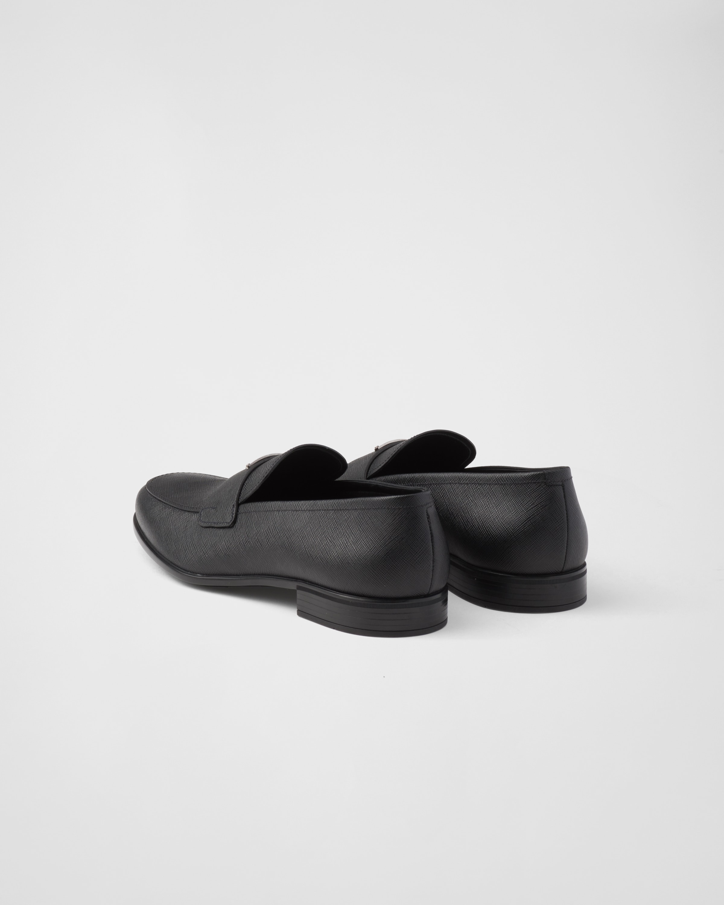 Black Saffiano Leather Loafers PRADA
