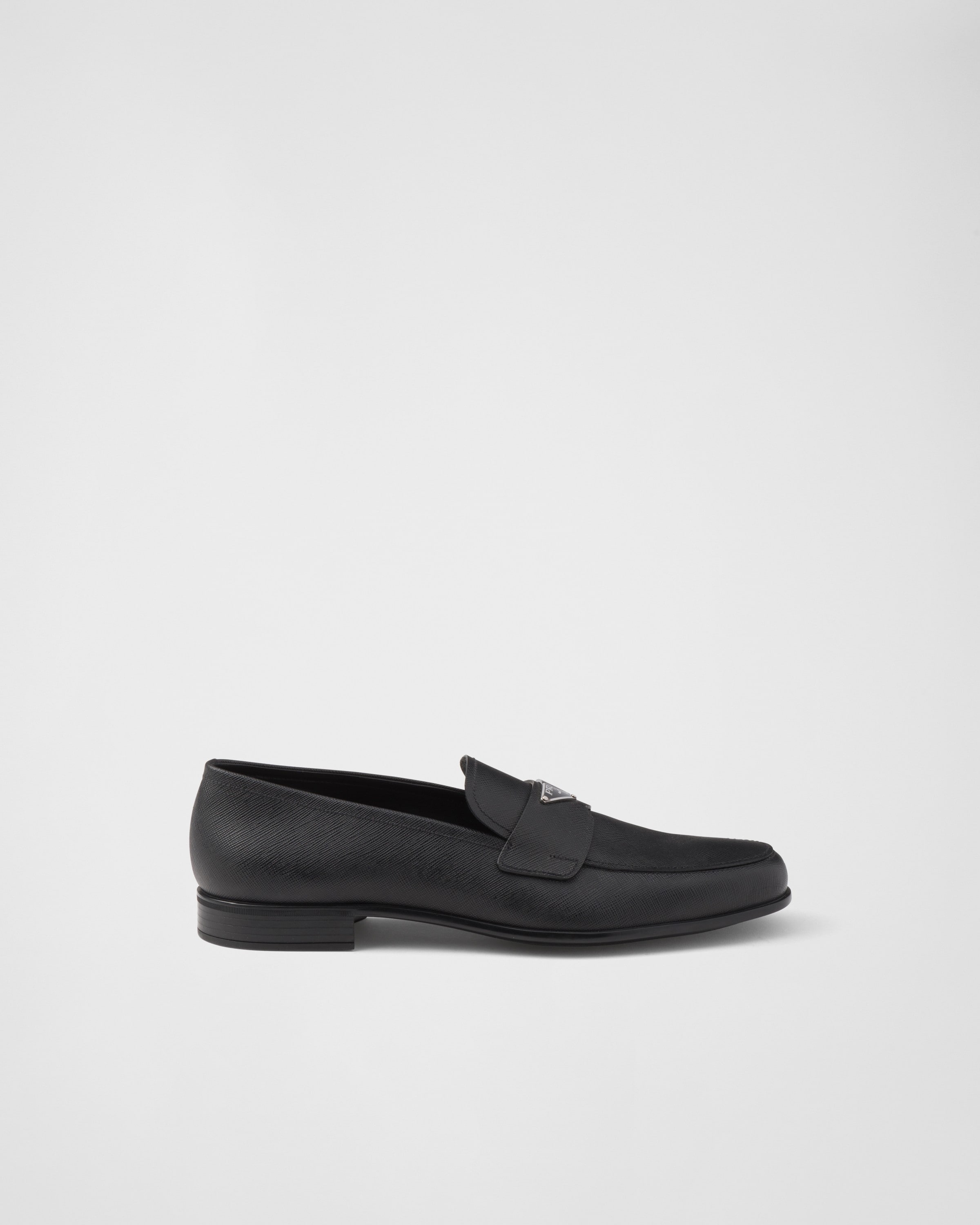 Black Saffiano Leather Loafers PRADA