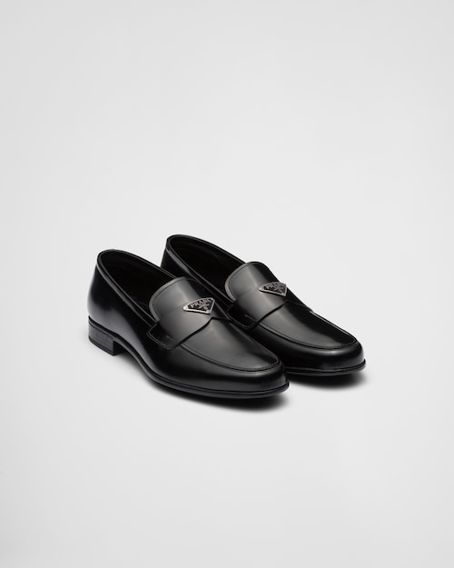 Black Brushed leather loafers | Prada