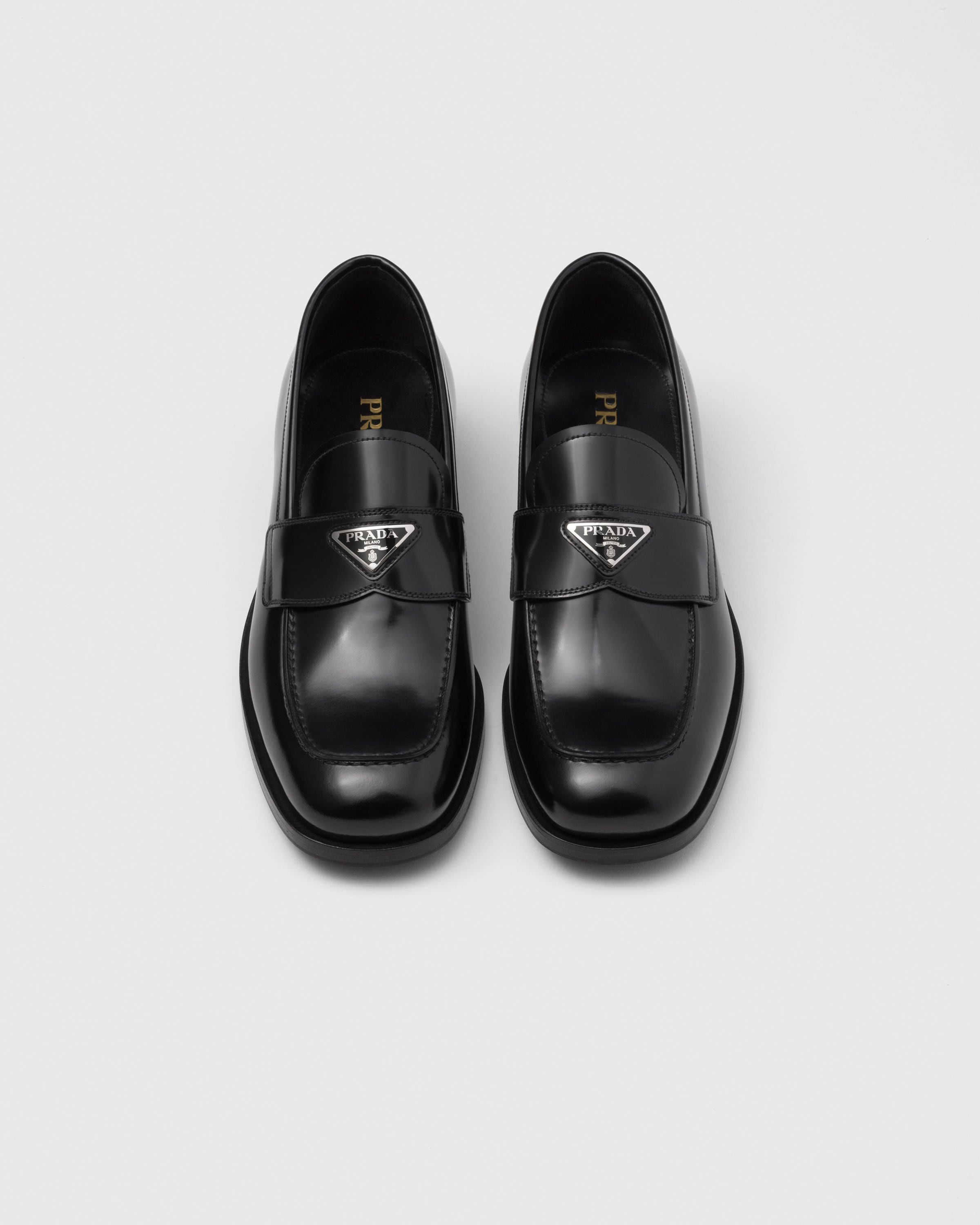 Prada brushed sale leather loafers