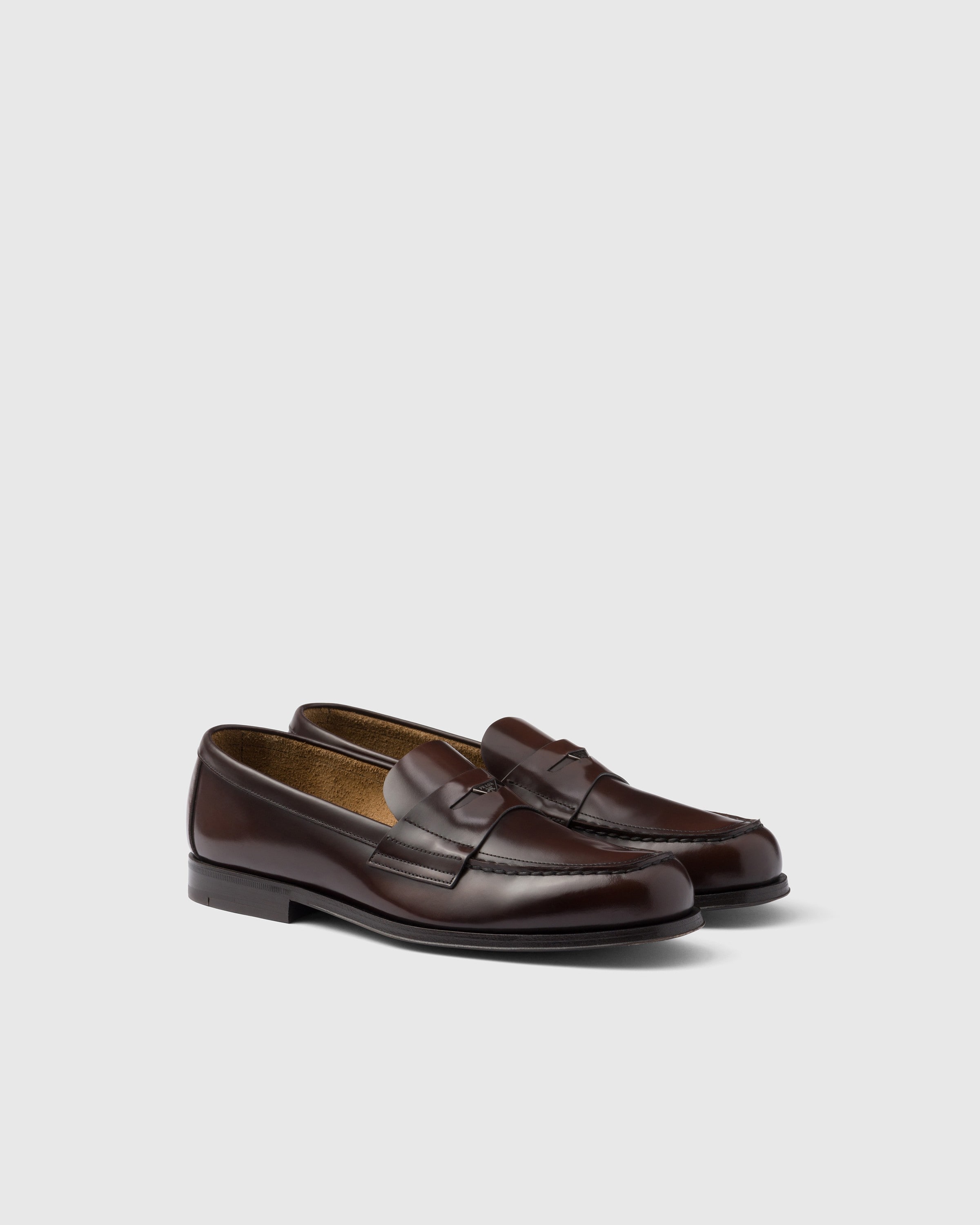 Prada Brushed Leather Loafers In Sienna