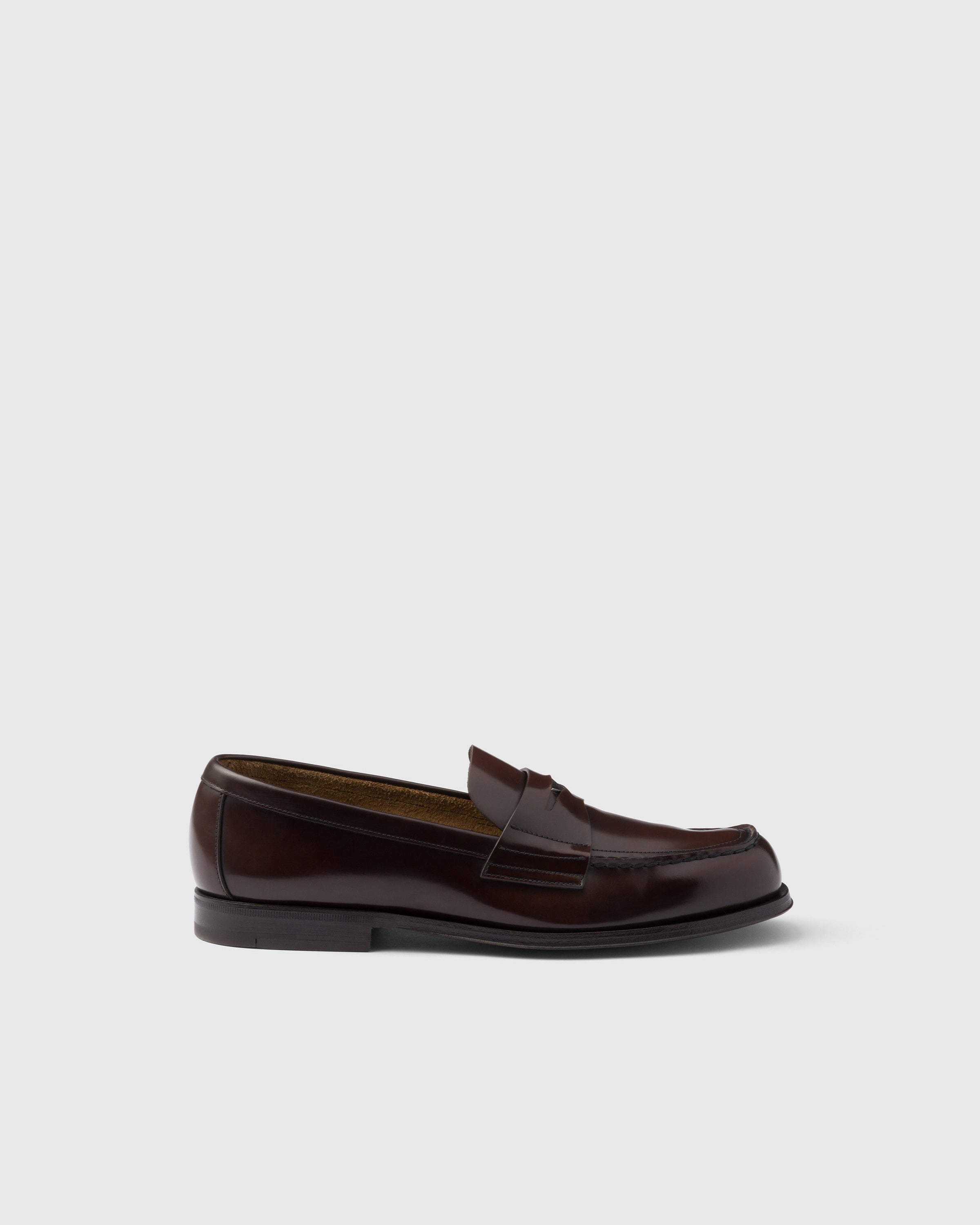 Shop Prada Brushed Leather Loafers In Sienna